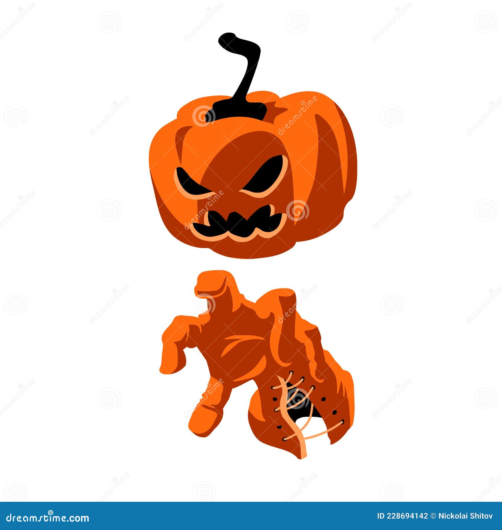 Pumpkin Halloween Cara Assustadora Caráter Laranja Logotipo Plano