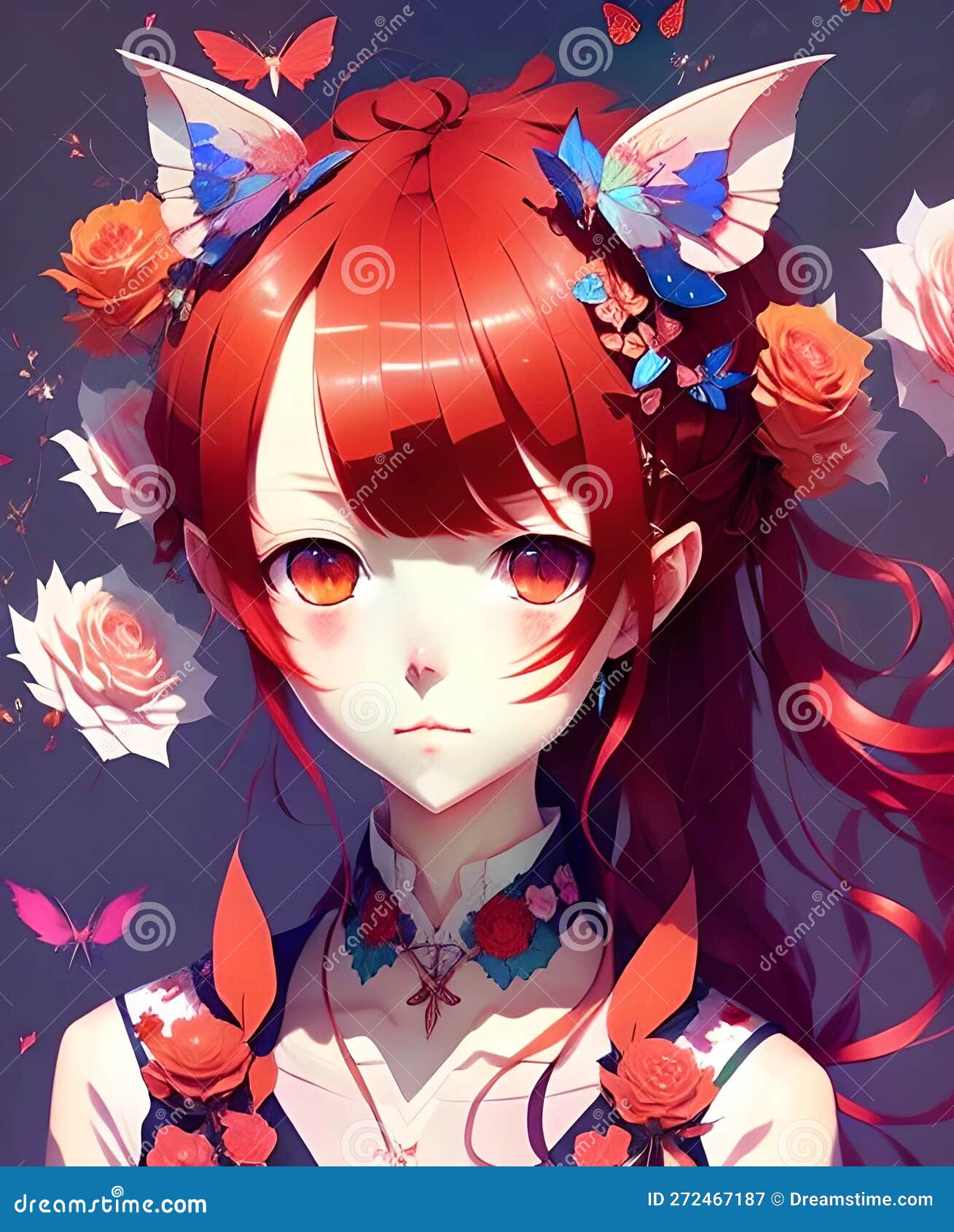 menina de anime com cabelo vermelho - papel de parede de design de  personagem de desenho animado Visualização