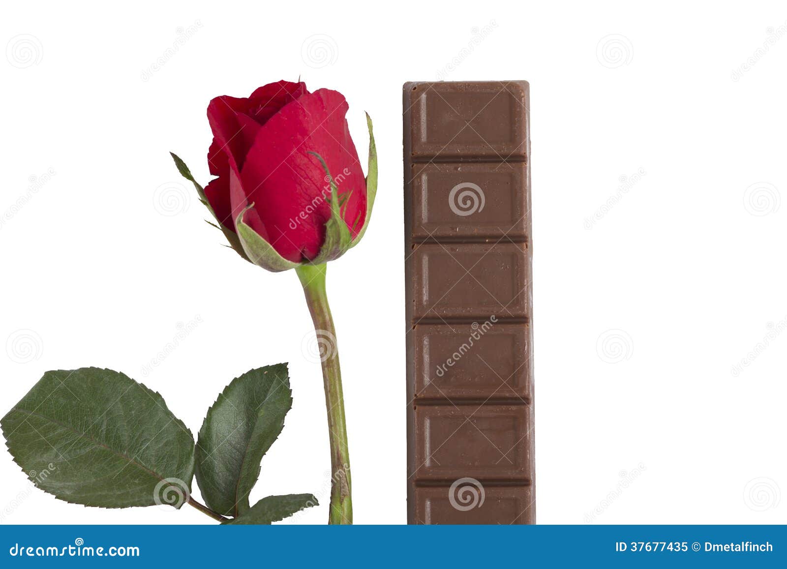Uma Barra De Chocolate Com Uma Flor Vermelha Da Rosa Imagem de Stock -  Imagem de fresco, prazer: 37677435