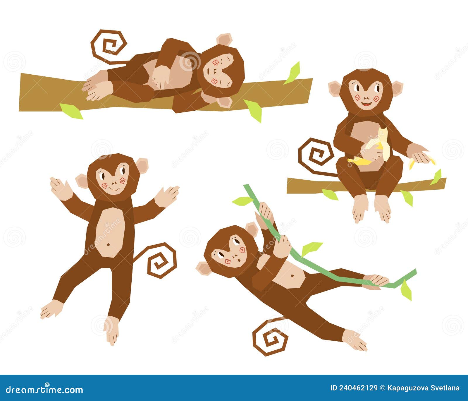 Bonito Bebê Macaco Desenho Animado Sentado Royalty Free SVG