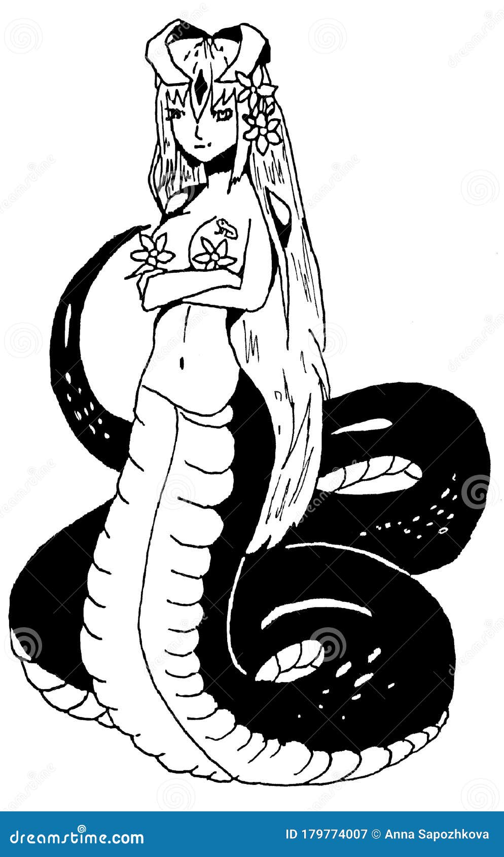 Sussurro de uma cobra - desenho enganoso de uma mulher