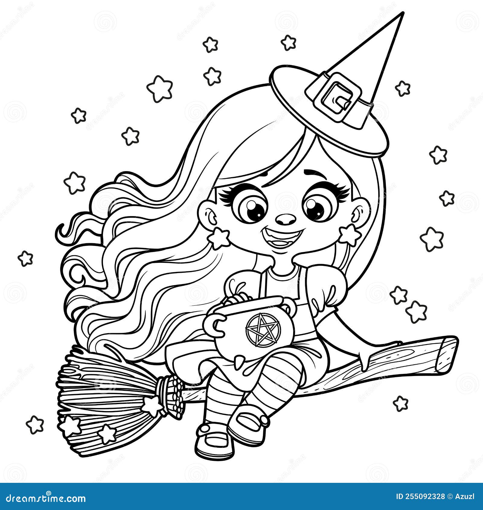 Desenho de Menina bruxa do Halloween para Colorir - Colorir.com