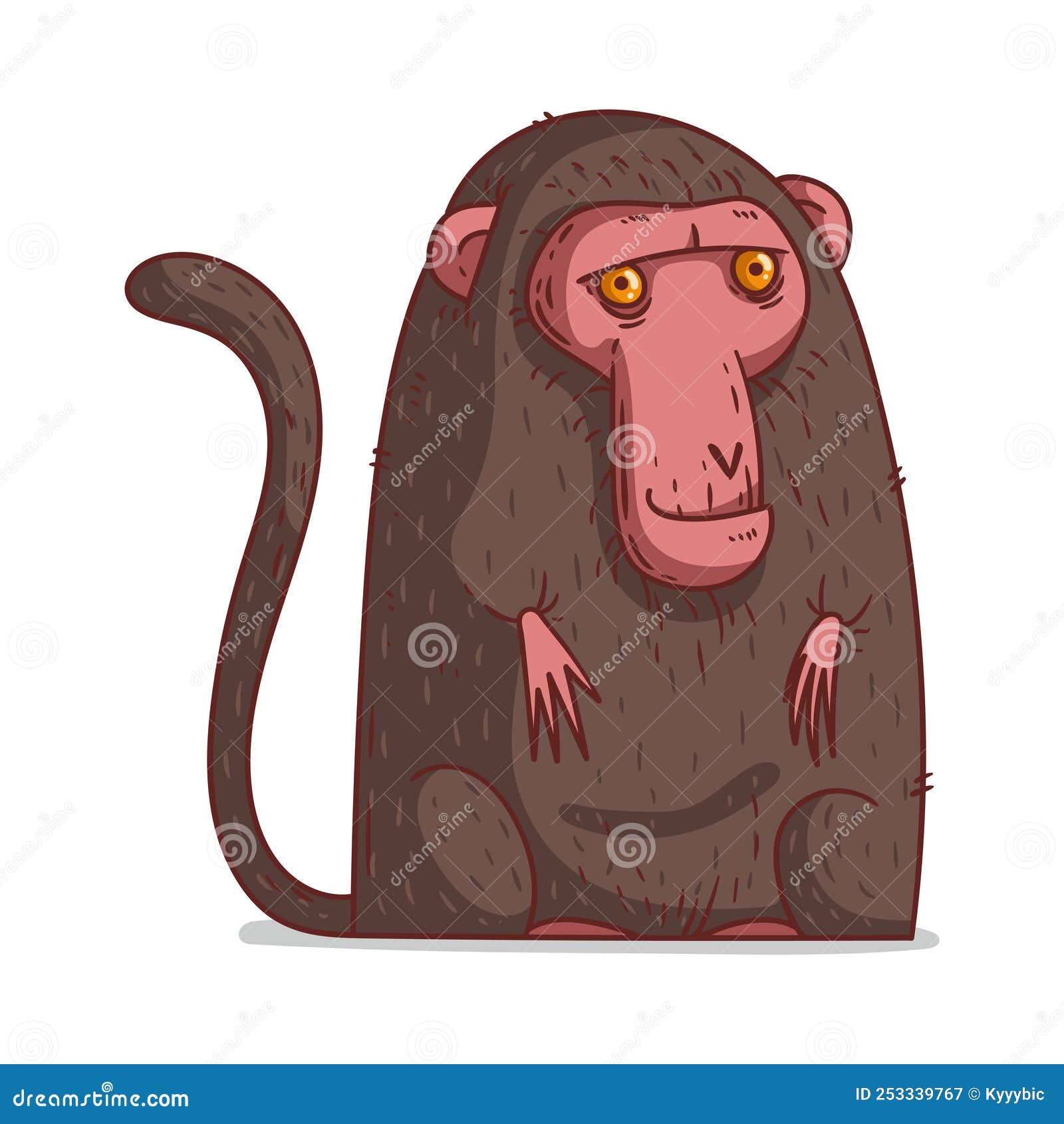 Ilustração Simples Do Vetor De Desenho Animado De Macaco Fofo