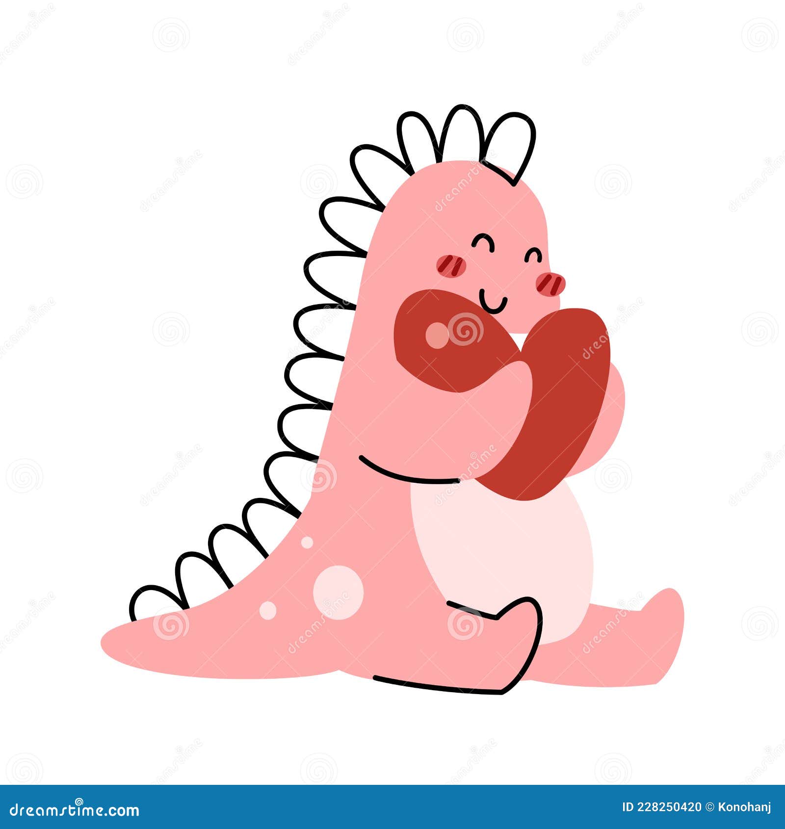 Personagem De Desenho Animado De Dinossauro Rosa-fofo Ilustração