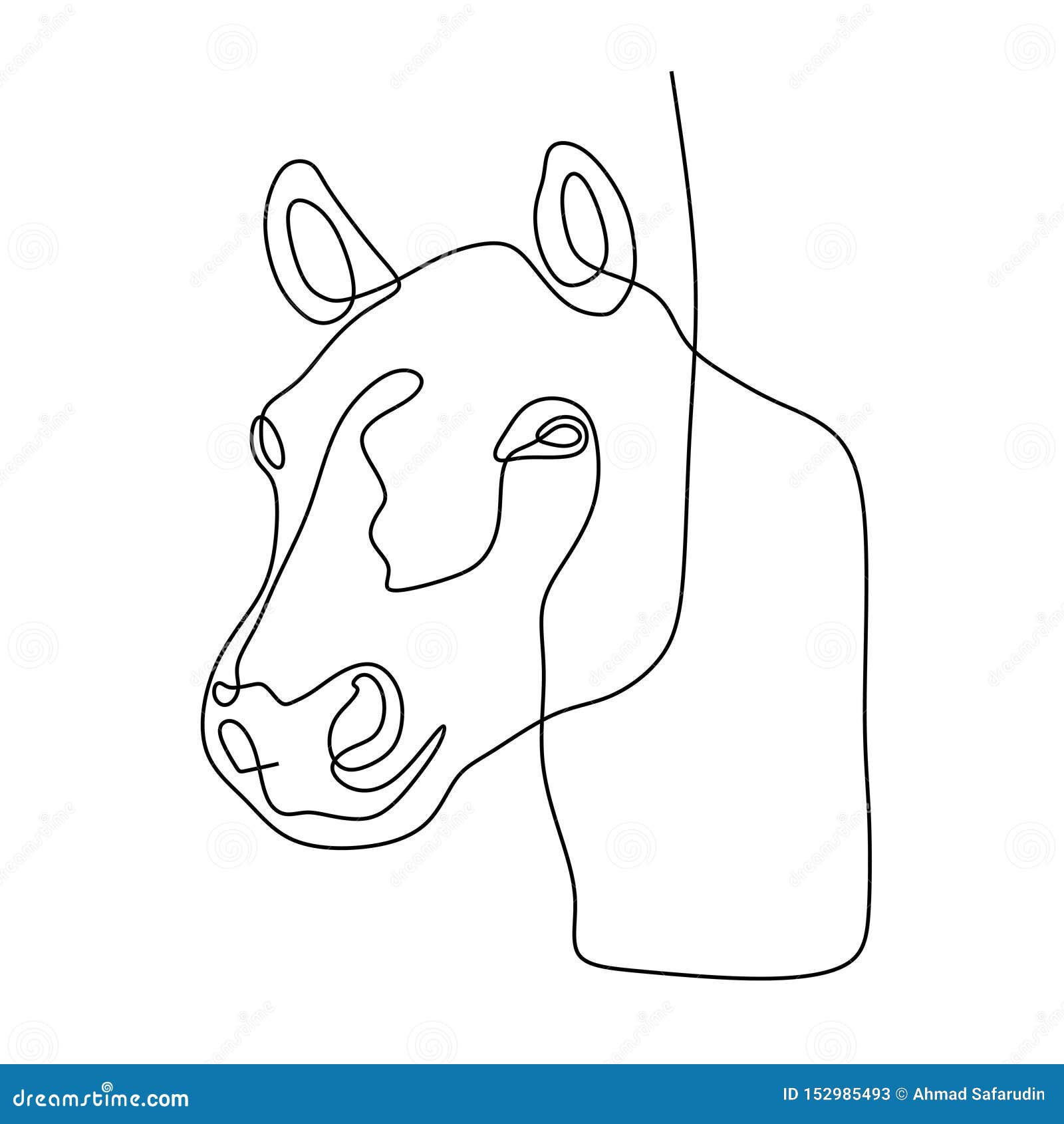 Desenho de linha contínuo de cabeça de cavalo desenho de uma linha de cabeça de cavalo design de estilo minimalista