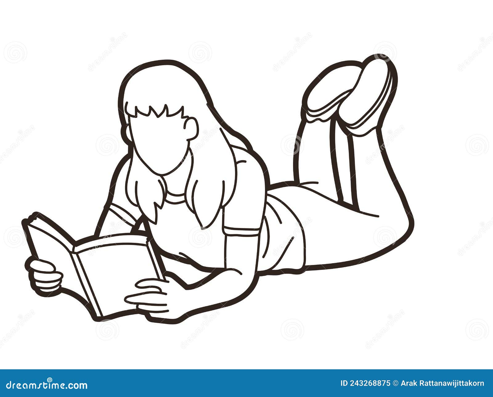 Ilustração livro para colorir página mulheres leem livro