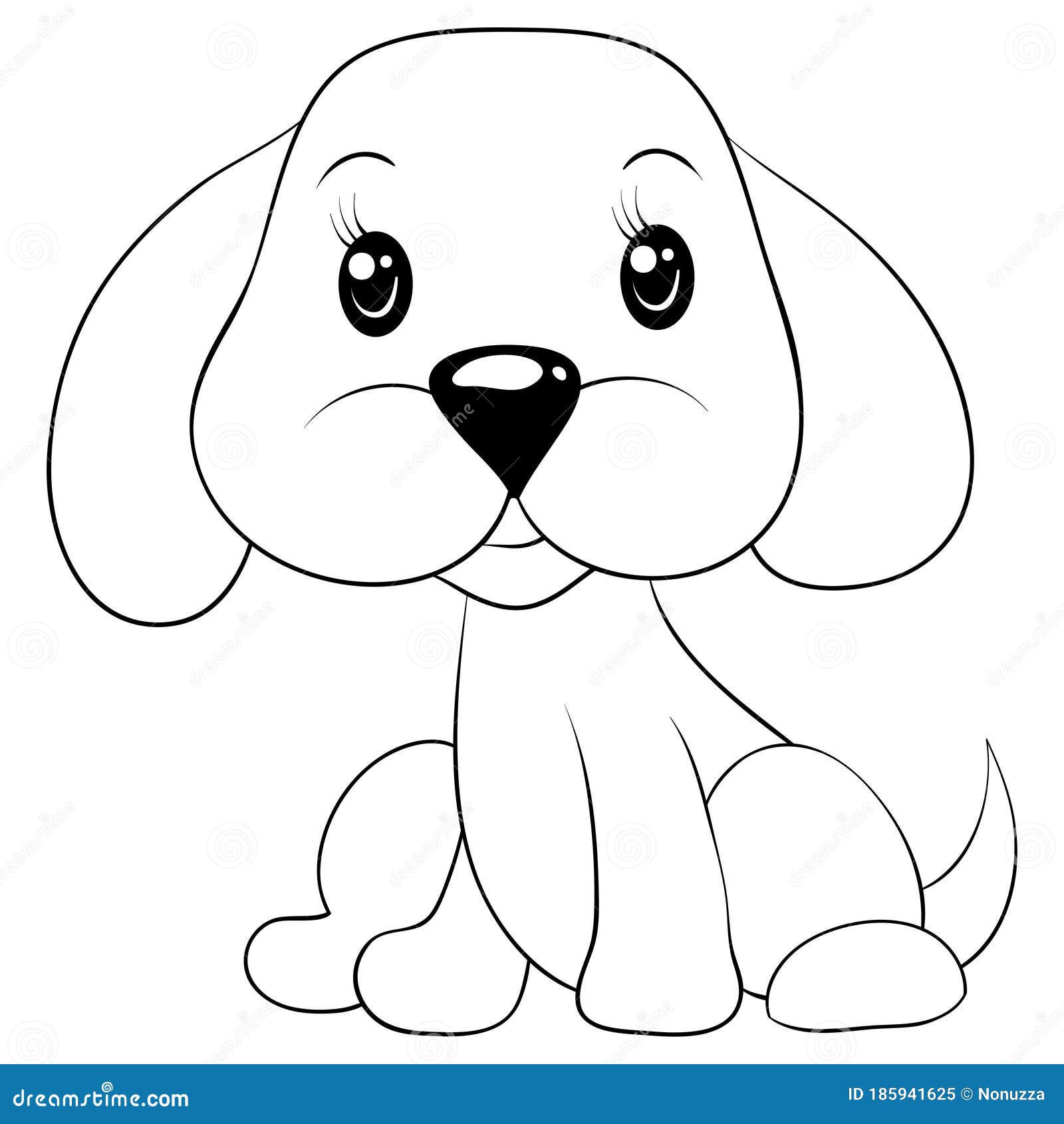 Desenho de página para colorir de rabisco kawaii bonito animal de
