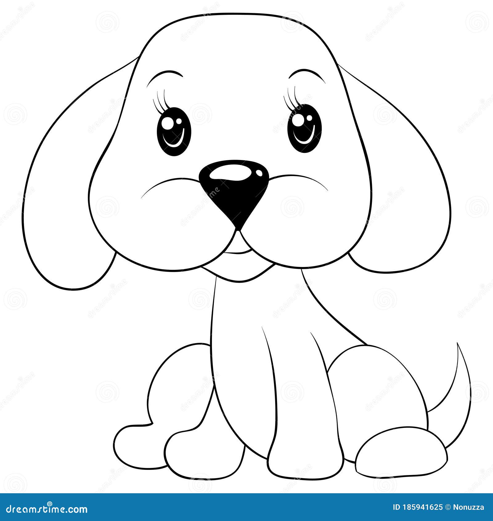 página para colorir. imagem para colorir com cachorro fofo ou cachorrinho.  conjunto de clipart de animais