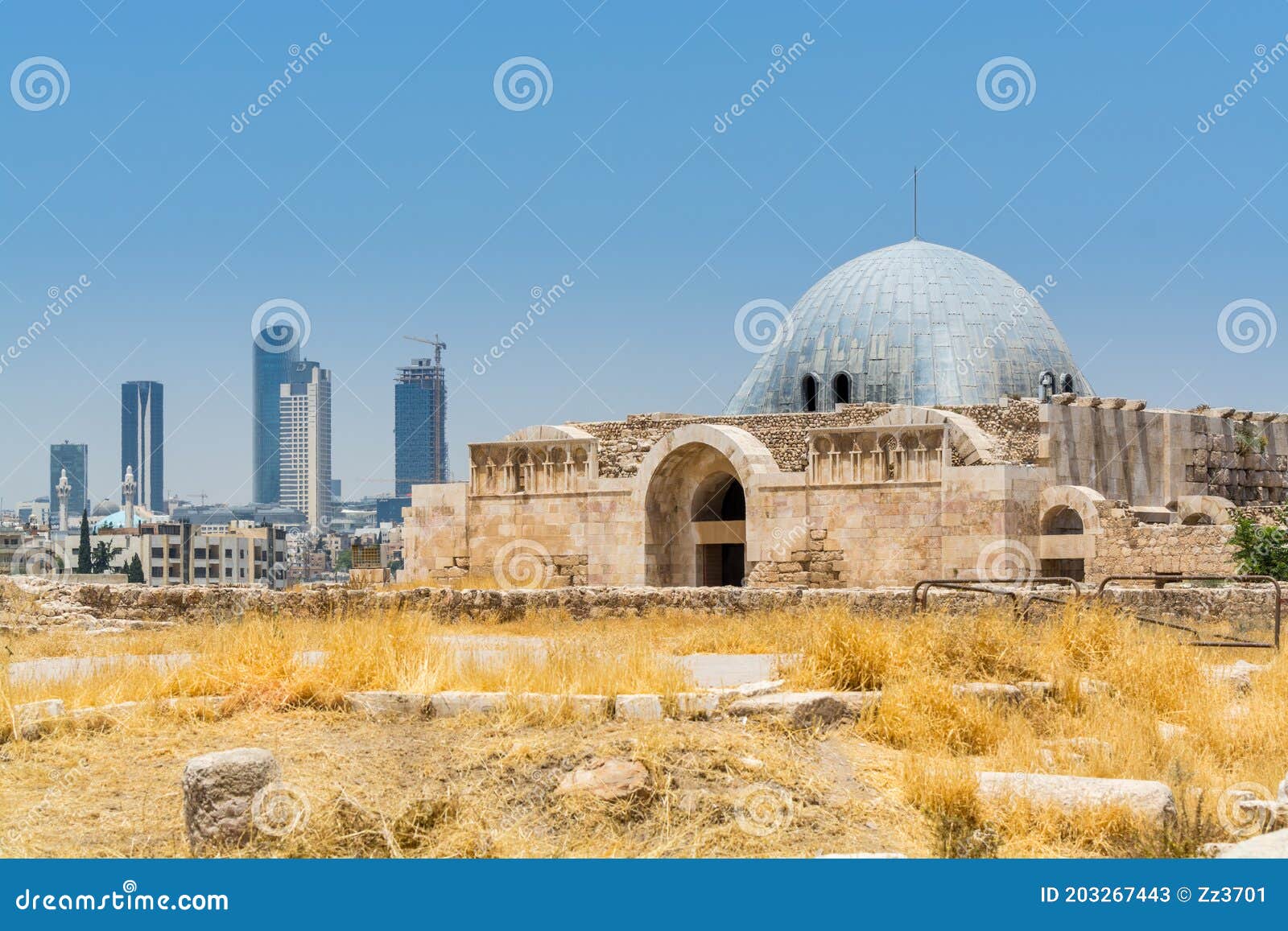 umayyad palace in the amman citadel, a historical site at the center of downtown amman, jordan. known in arabic as jabal al-qal`a