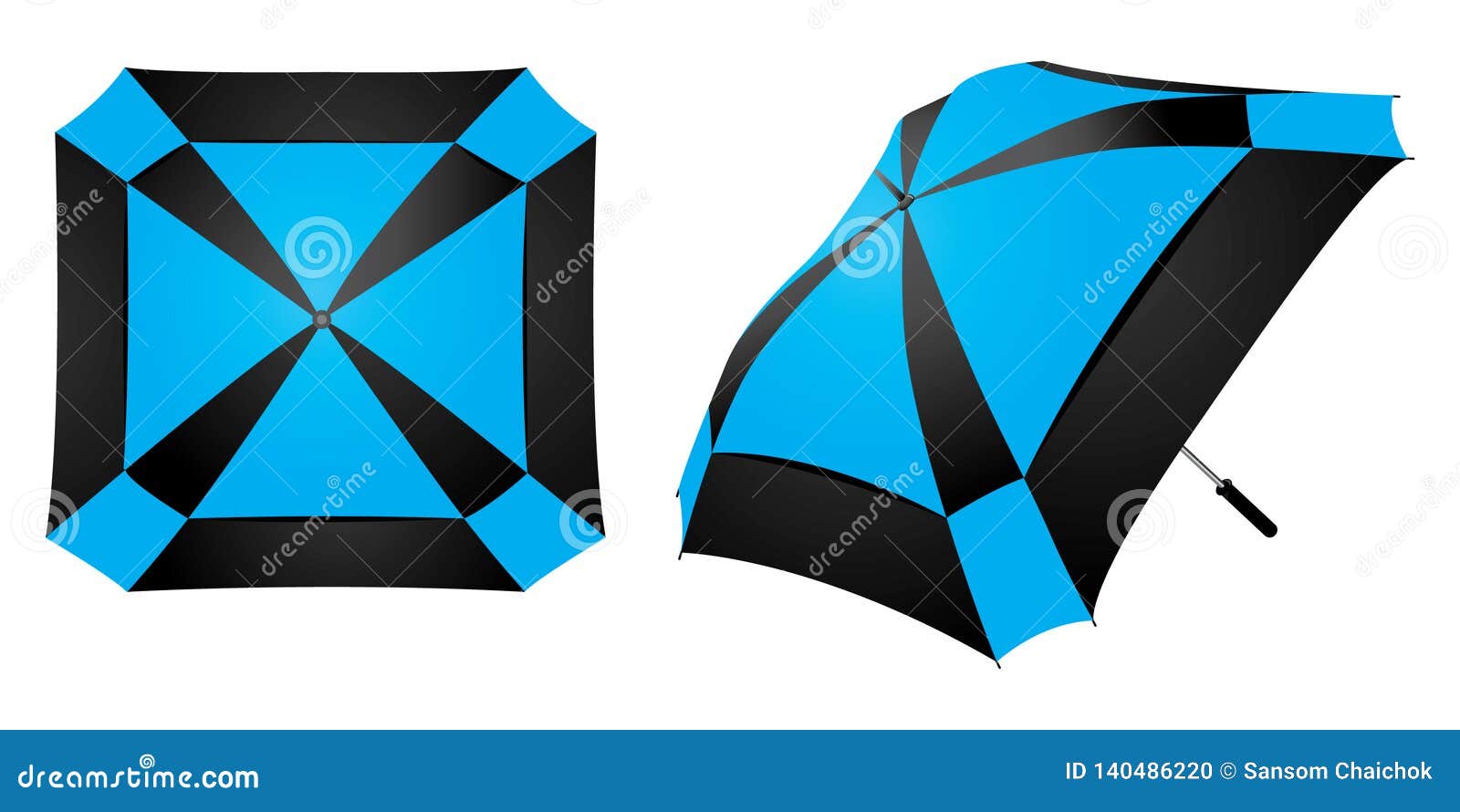 blue-black square unbrella 