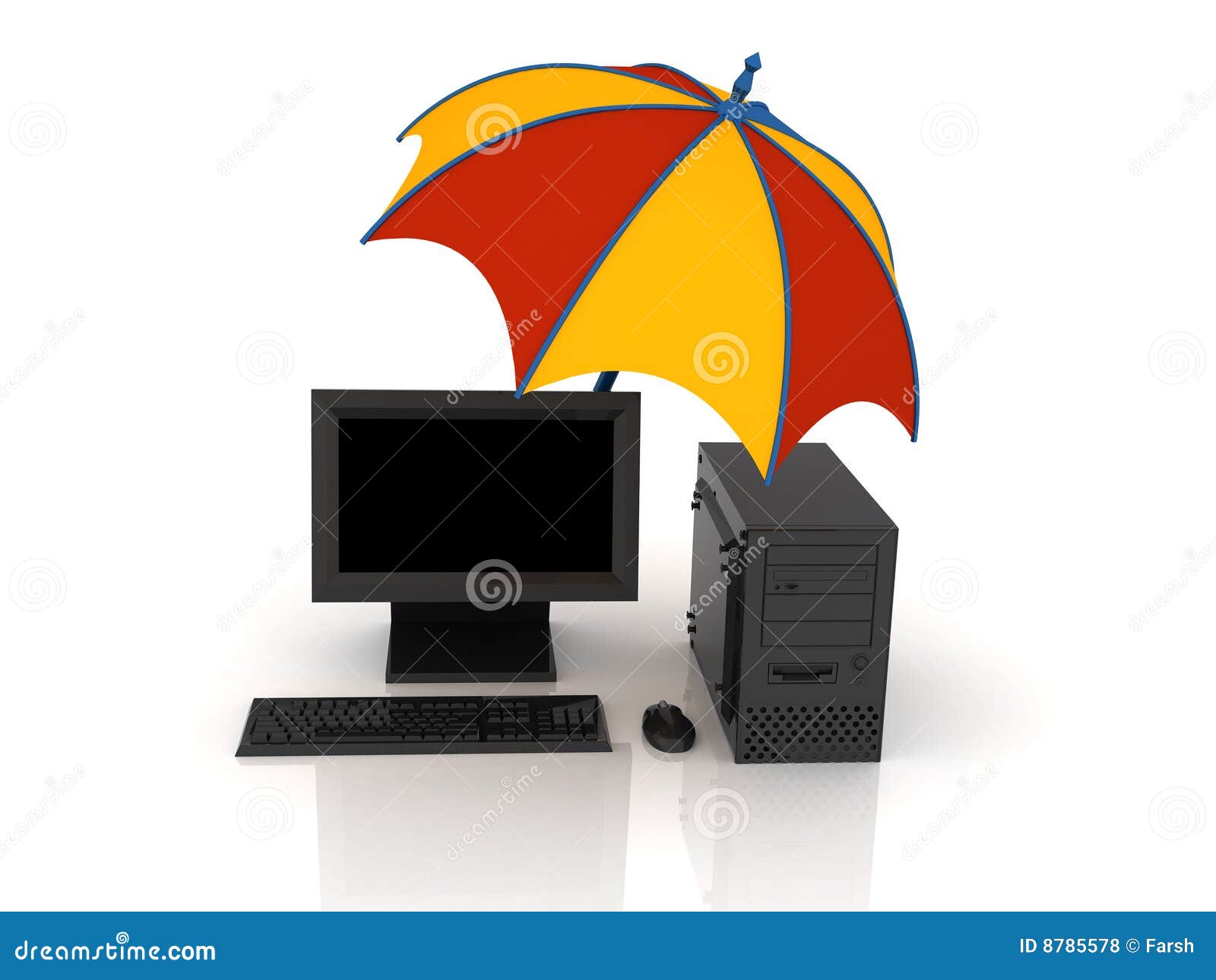 Umbrella and computer stock illustration. Illustration of protect 8785578