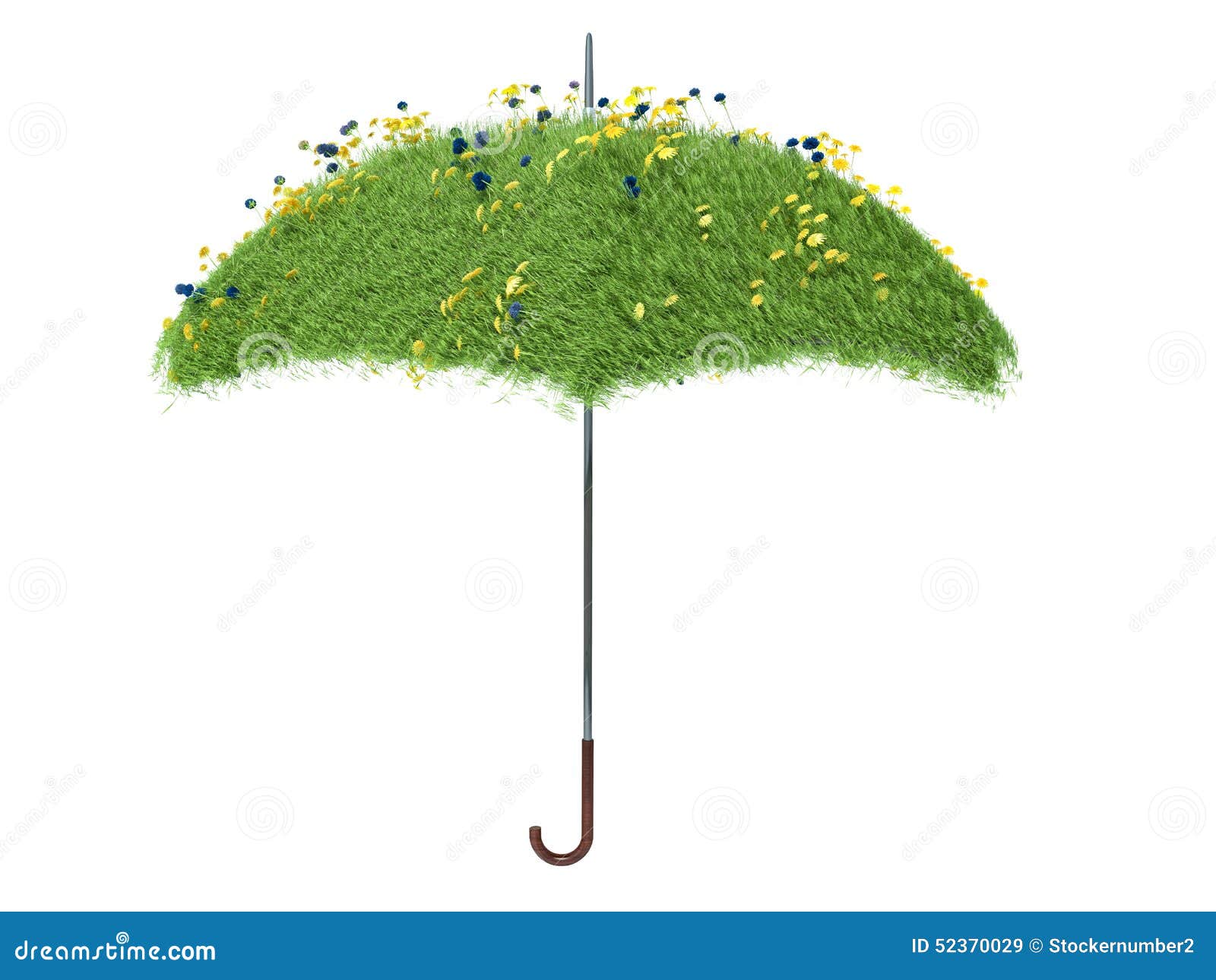 Umbrella Covered with Green Grass. Isolated on White Background Stock Illustration