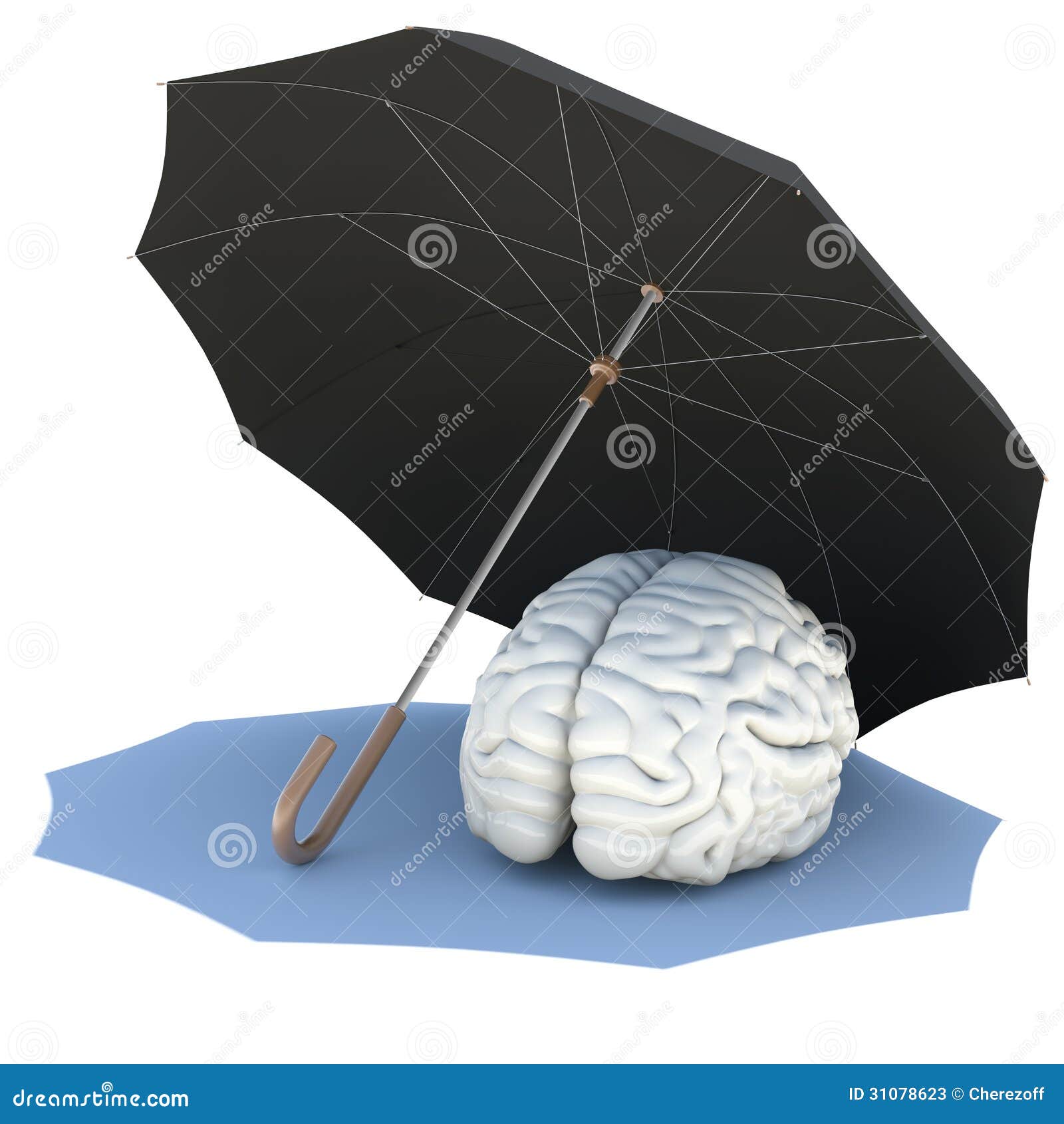 Umbrella covers the brain stock illustration. Illustration of neurology 31078623