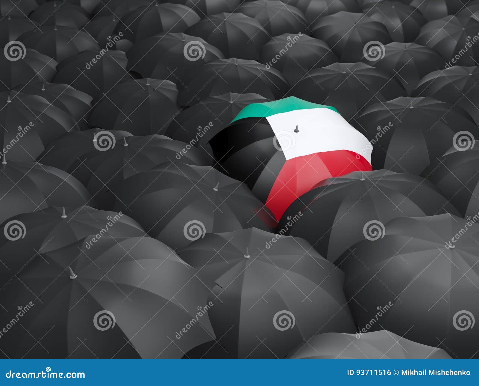 Umbrella with Flag of Kuwait Stock Illustration Illustration of