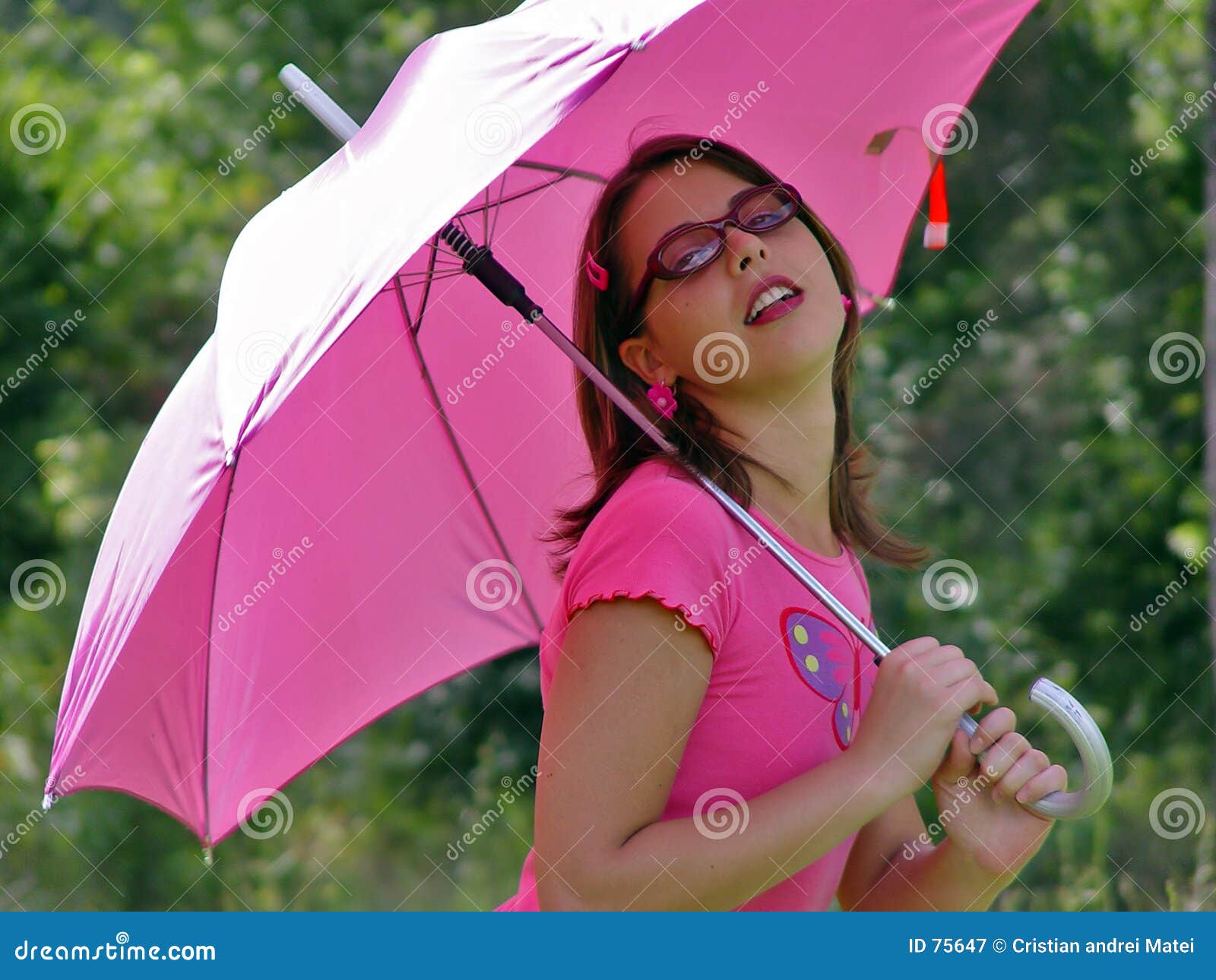 Umbrella girl stock image. Image of sunbath, young, sunglasses 75647