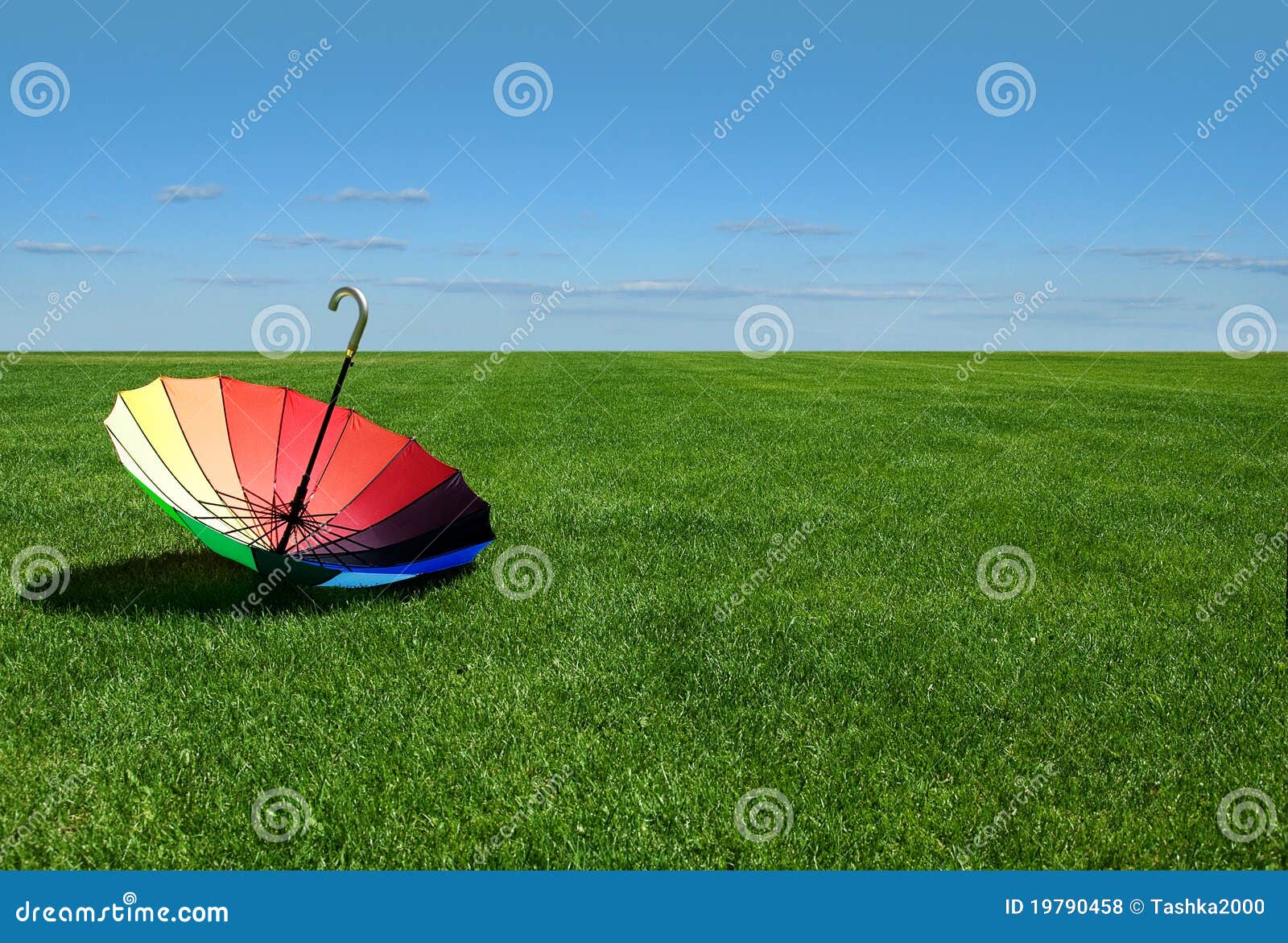 Umbrella on a grass stock photo. Image of landscape, blue 19790458