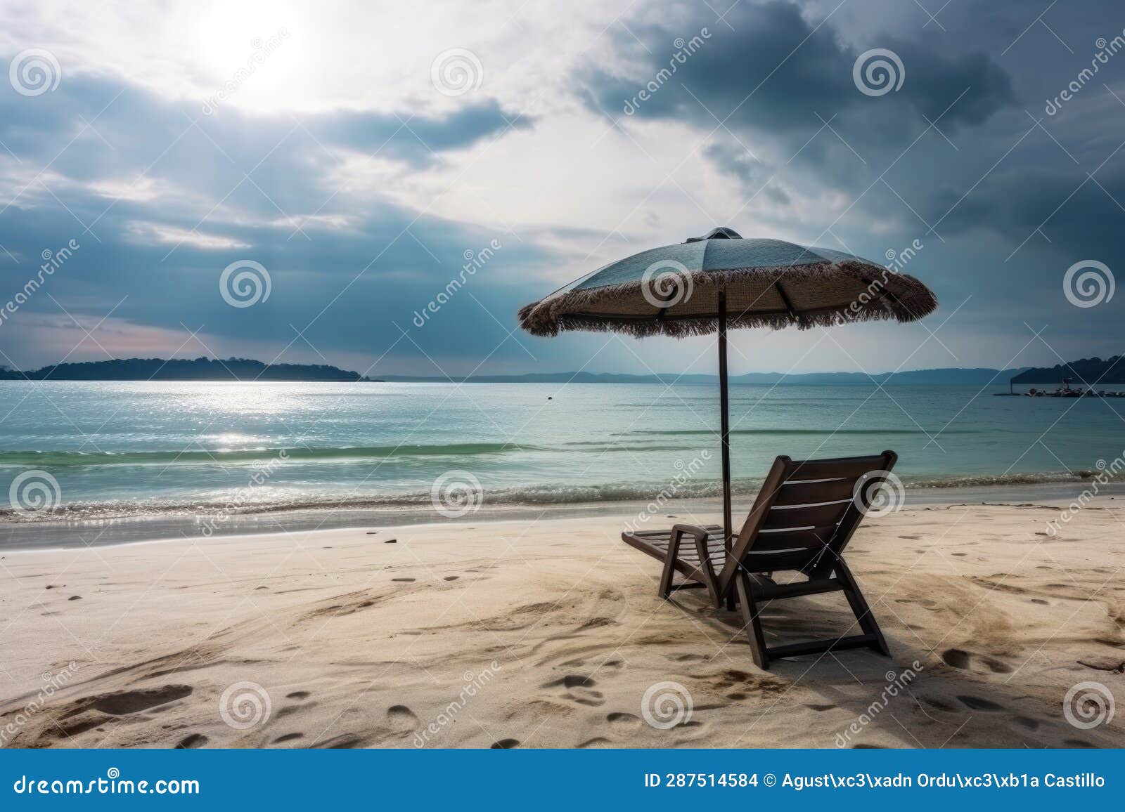 Umbrella and Hammock on the Shore at the Beach. Stock Photo Image of