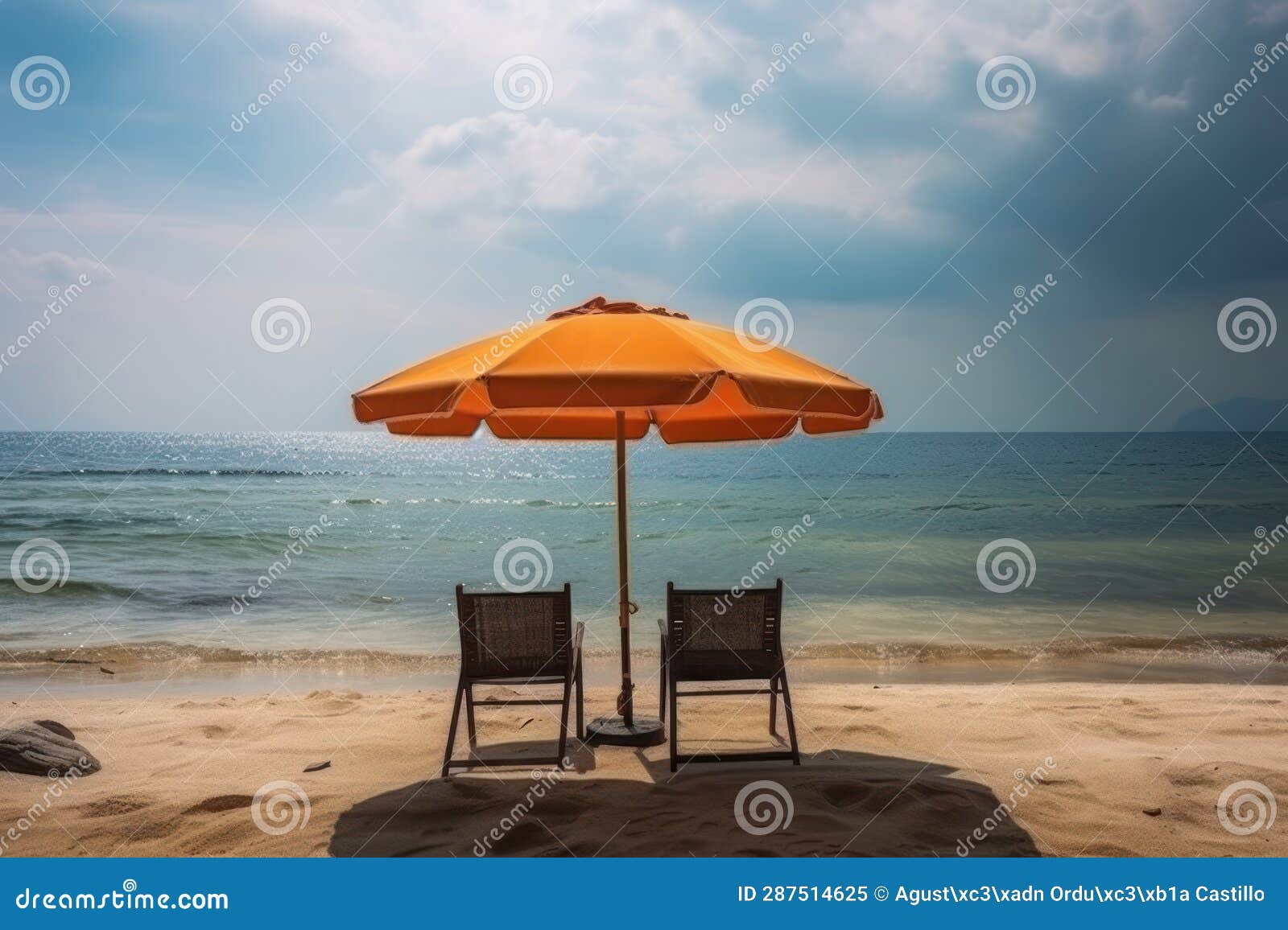 Umbrella and Hammock on the Shore at the Beach. Stock Image Image of