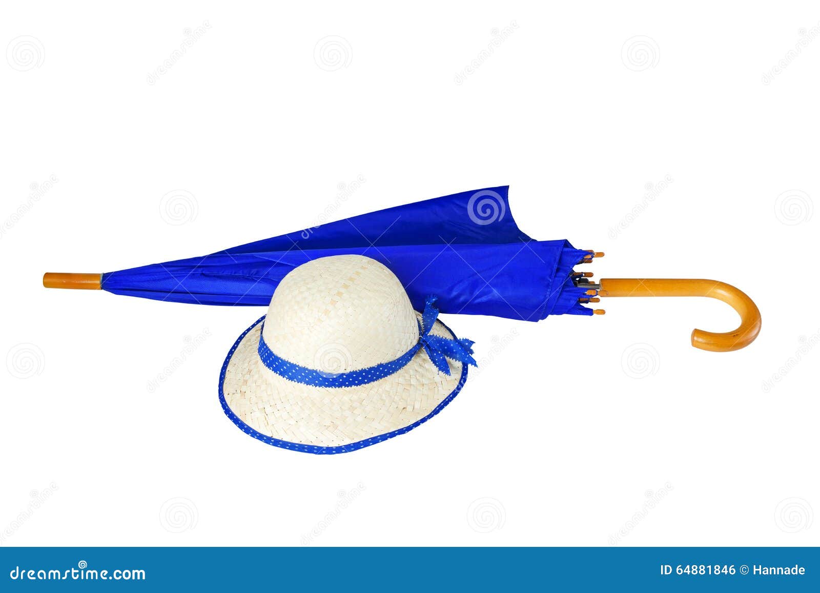 Umbrella and Hat on White Background Stock Photo Image of parasol