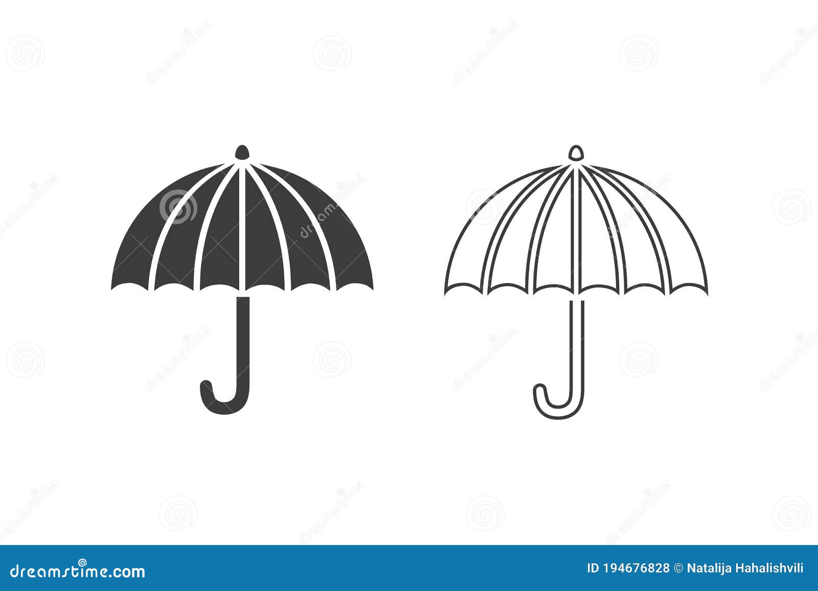 Umbrella Line Icon Set Vector Illustration Stock Vector Illustration