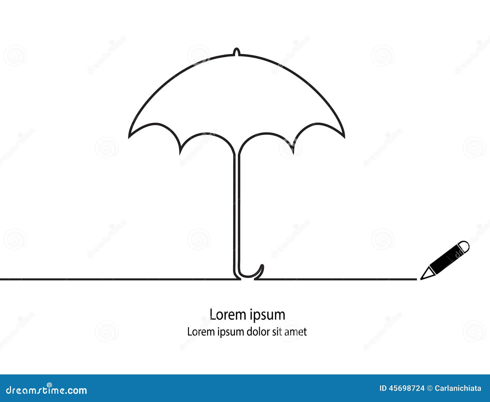 Umbrella outline stock vector. Illustration of contour 45698724