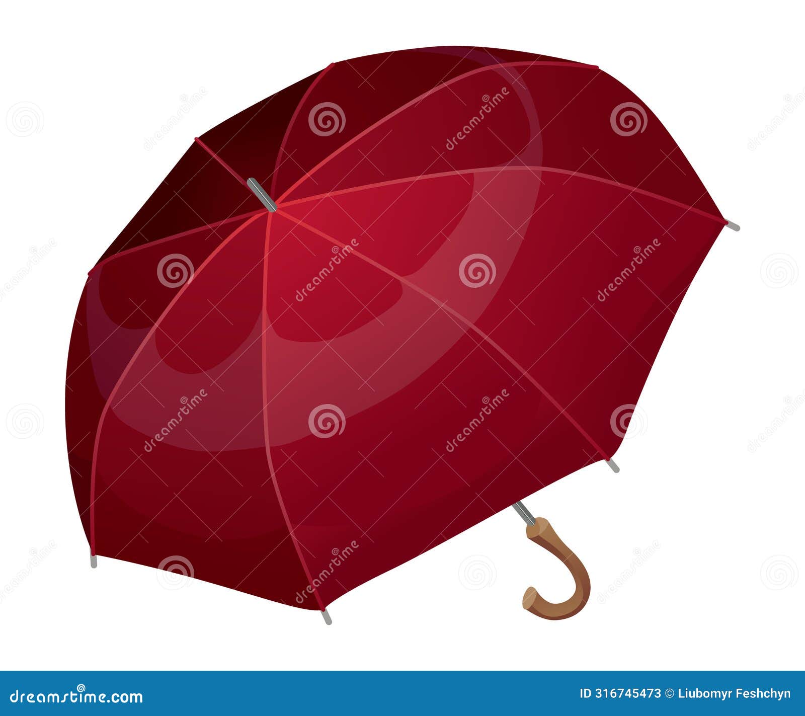 umbrella. parasol side view. hand-held rain, sun or windbreak protection.    on white