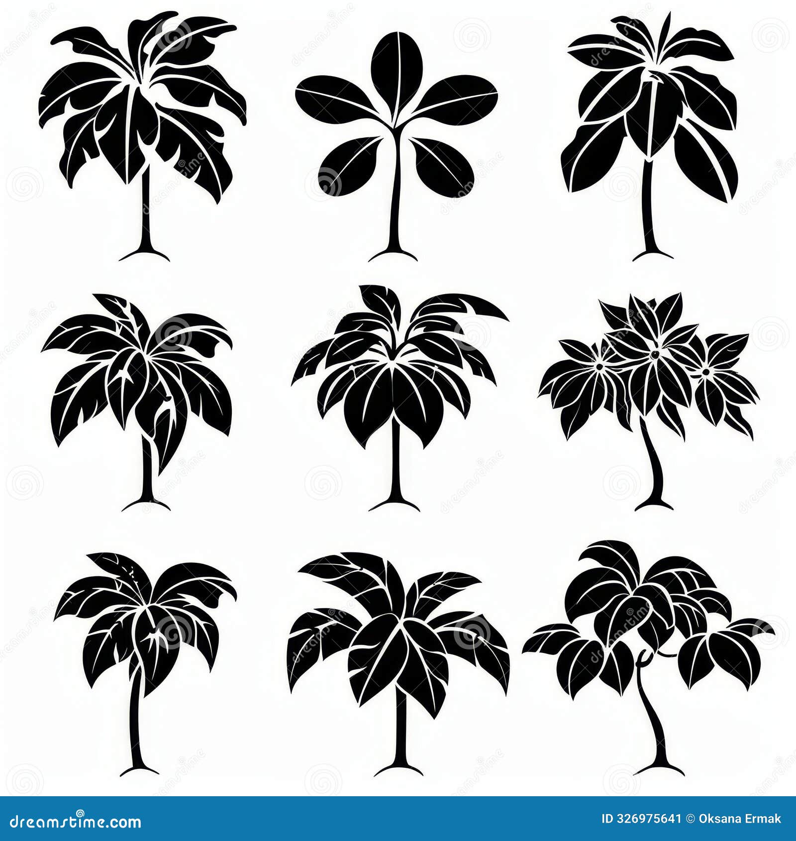 umbrella plant (schefflera arboricola), pot plant flat icon set, umbrella plant flat 