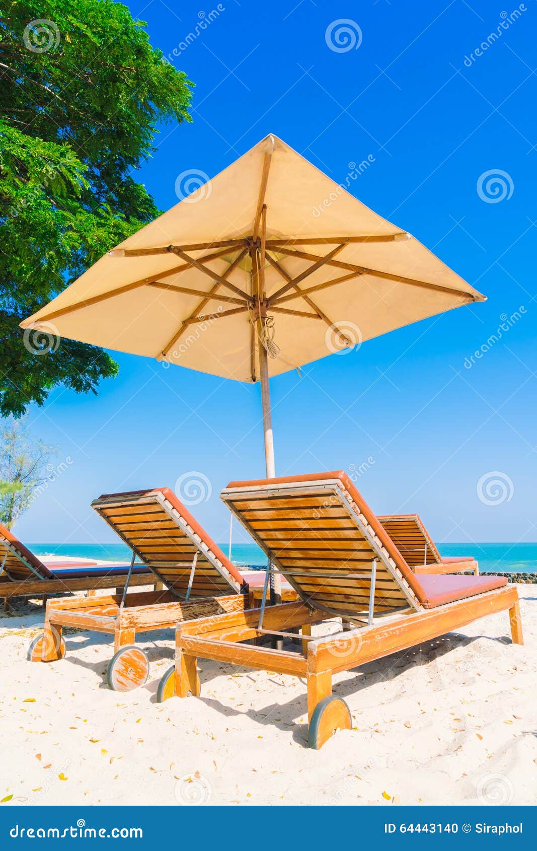 Umbrella Pool and Chair on the Beach Stock Photo Image of holiday, leisure 64443140