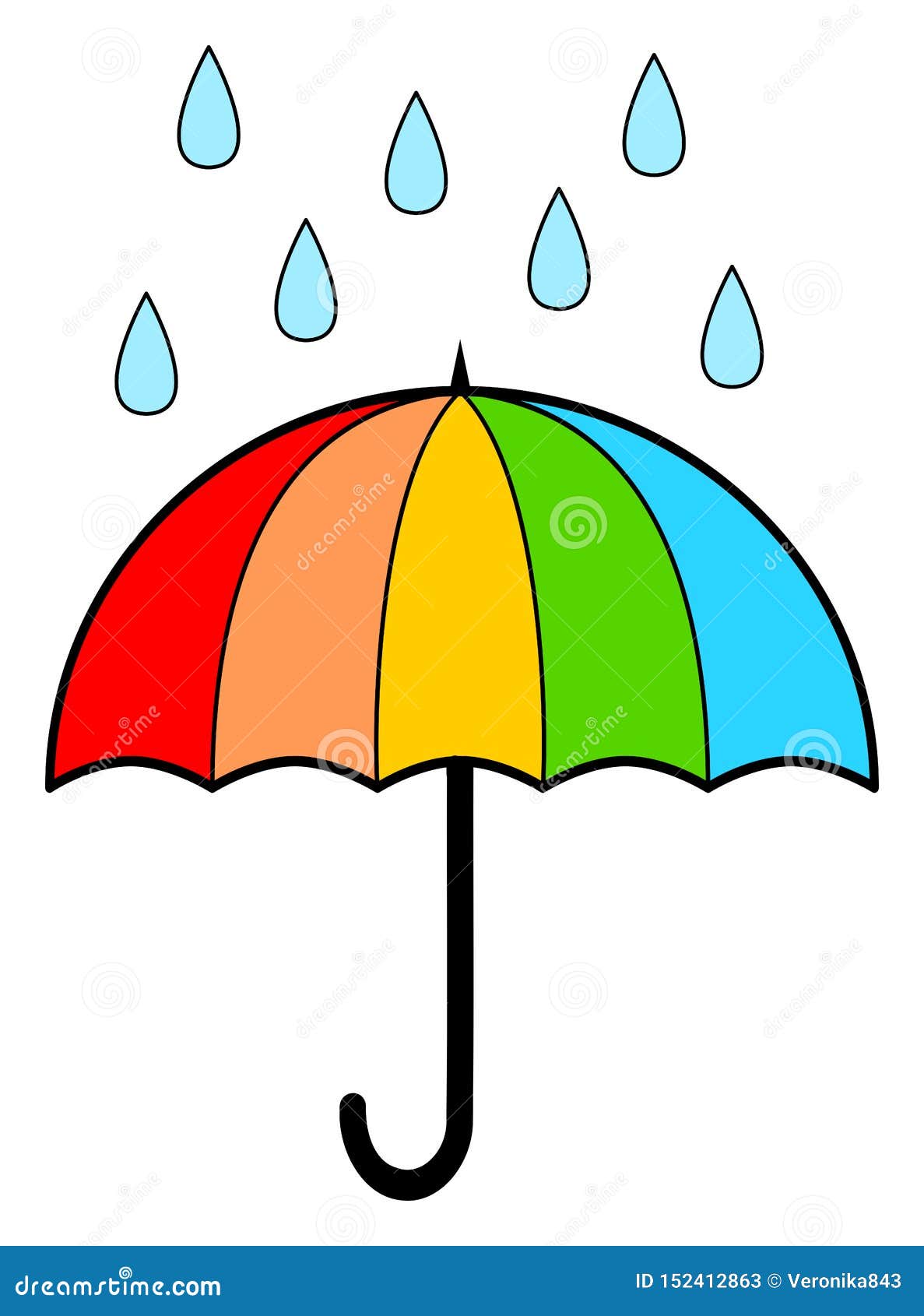 Umbrella with Rain. Cartoon Vector Illustration Stock Vector - Illustration  of cool, blue: 152412863