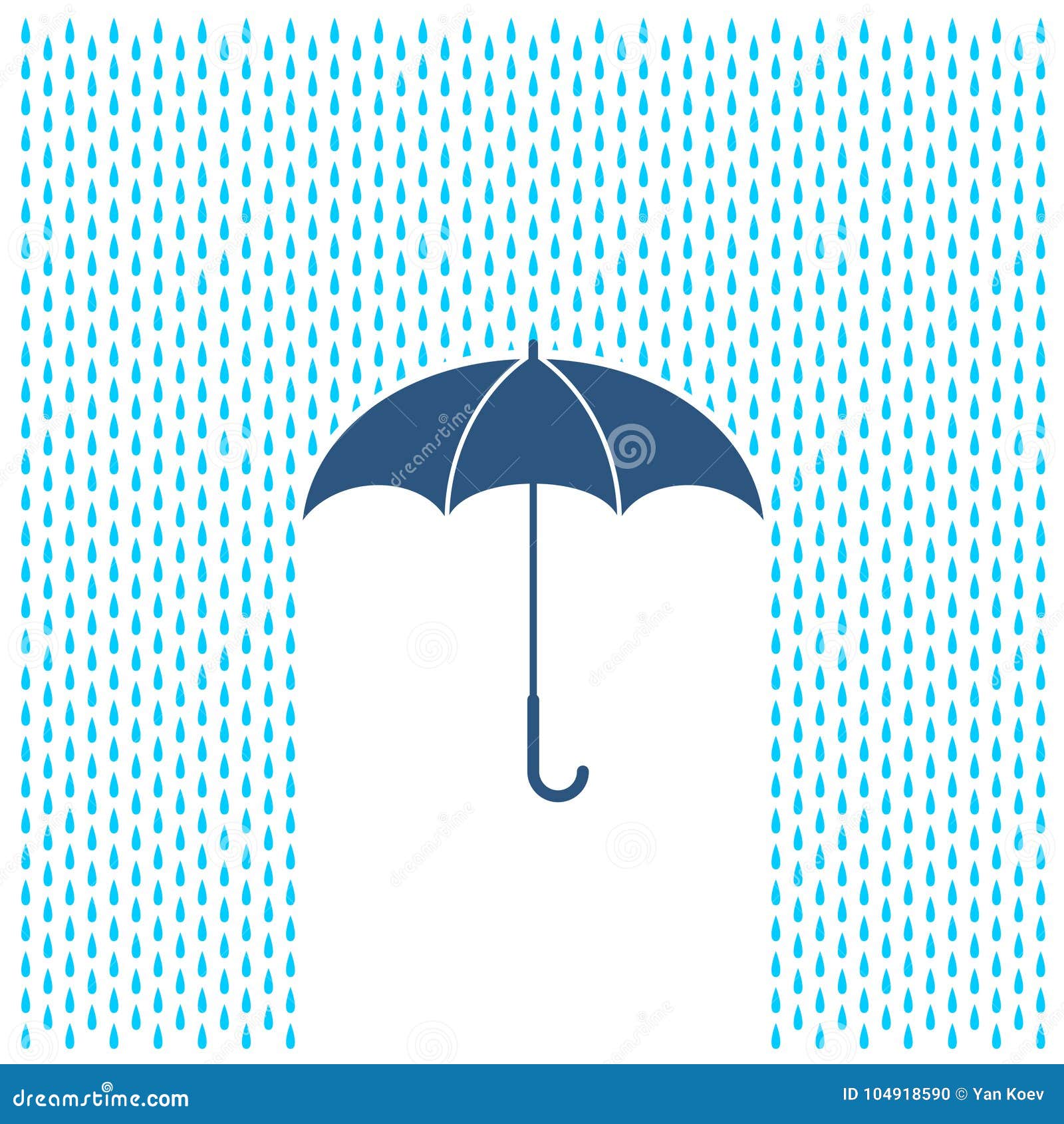 Umbrella with Rain Illustration. Rain Water Drops and Umbrella. Stock ...
