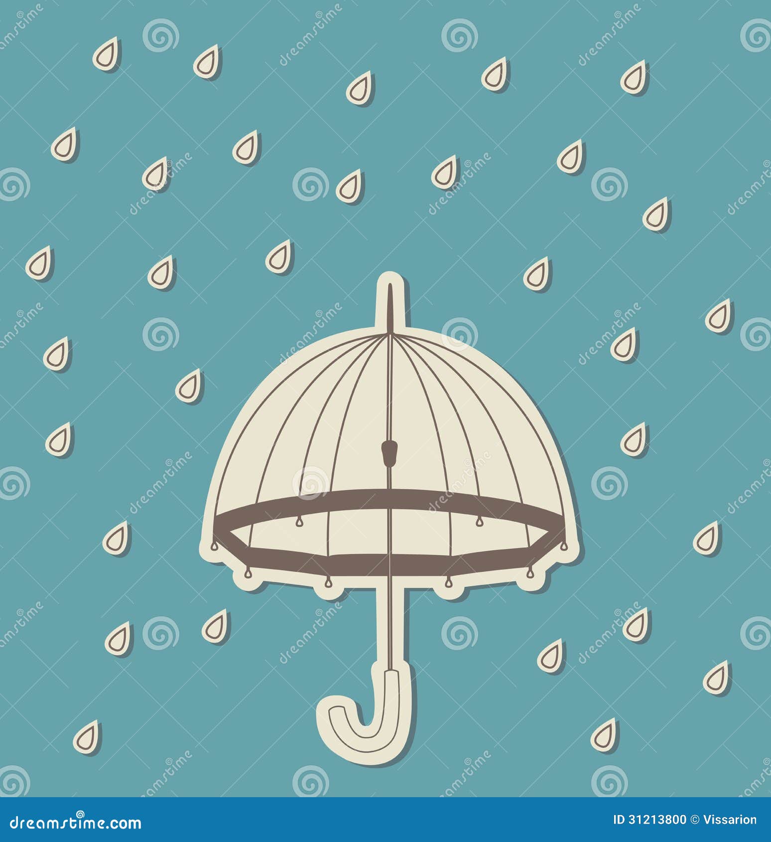 Umbrella in the rain stock vector. Illustration of cardboard - 31213800