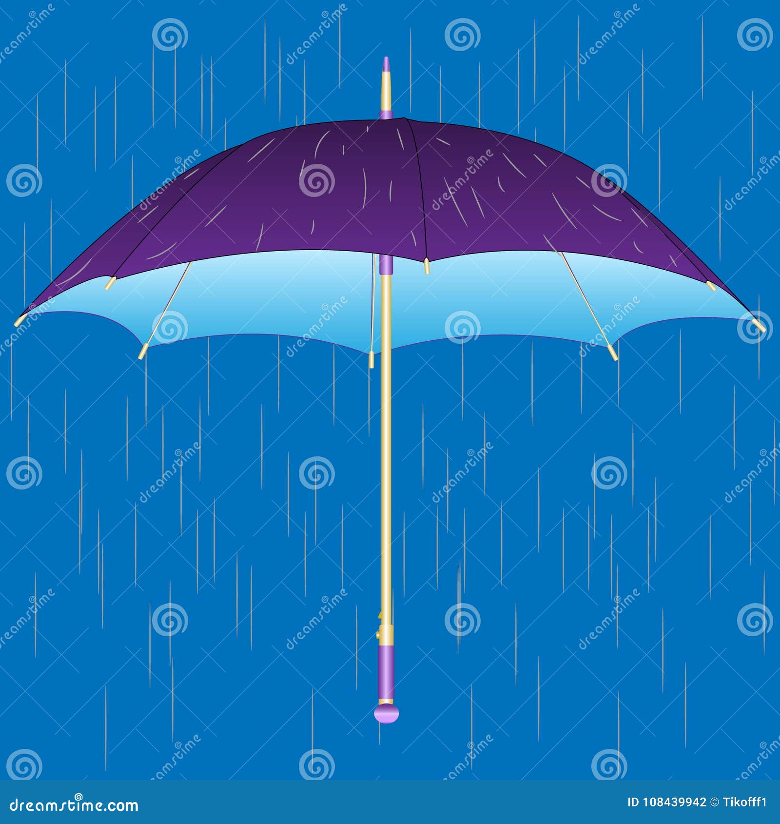 Umbrella in the rain stock vector. Illustration of meteorology 108439942