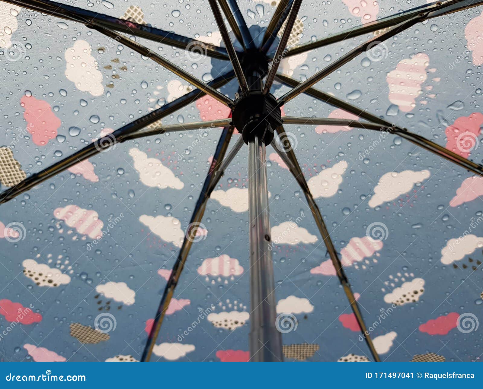 Umbrella with Raindrops on Rainy Day Stock Image Image of clean