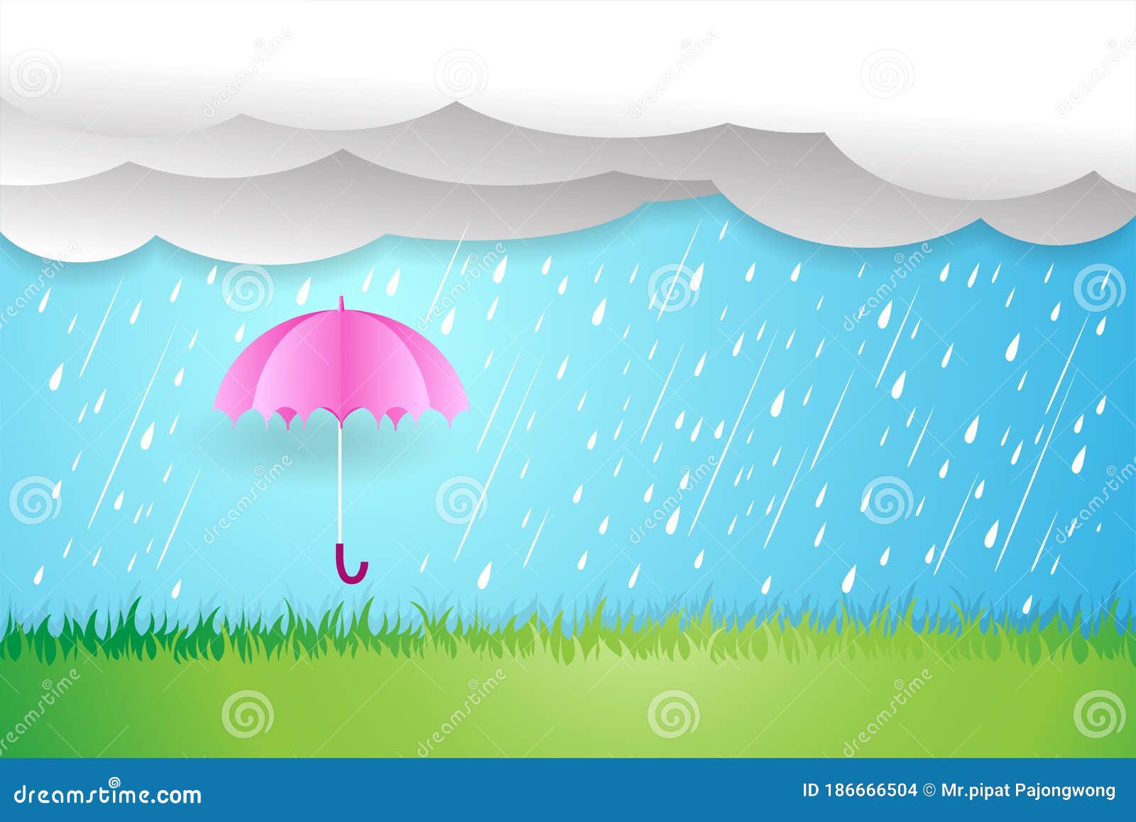 Umbrella in Rainy Season,Rain Cloud Vector Stock Vector Illustration