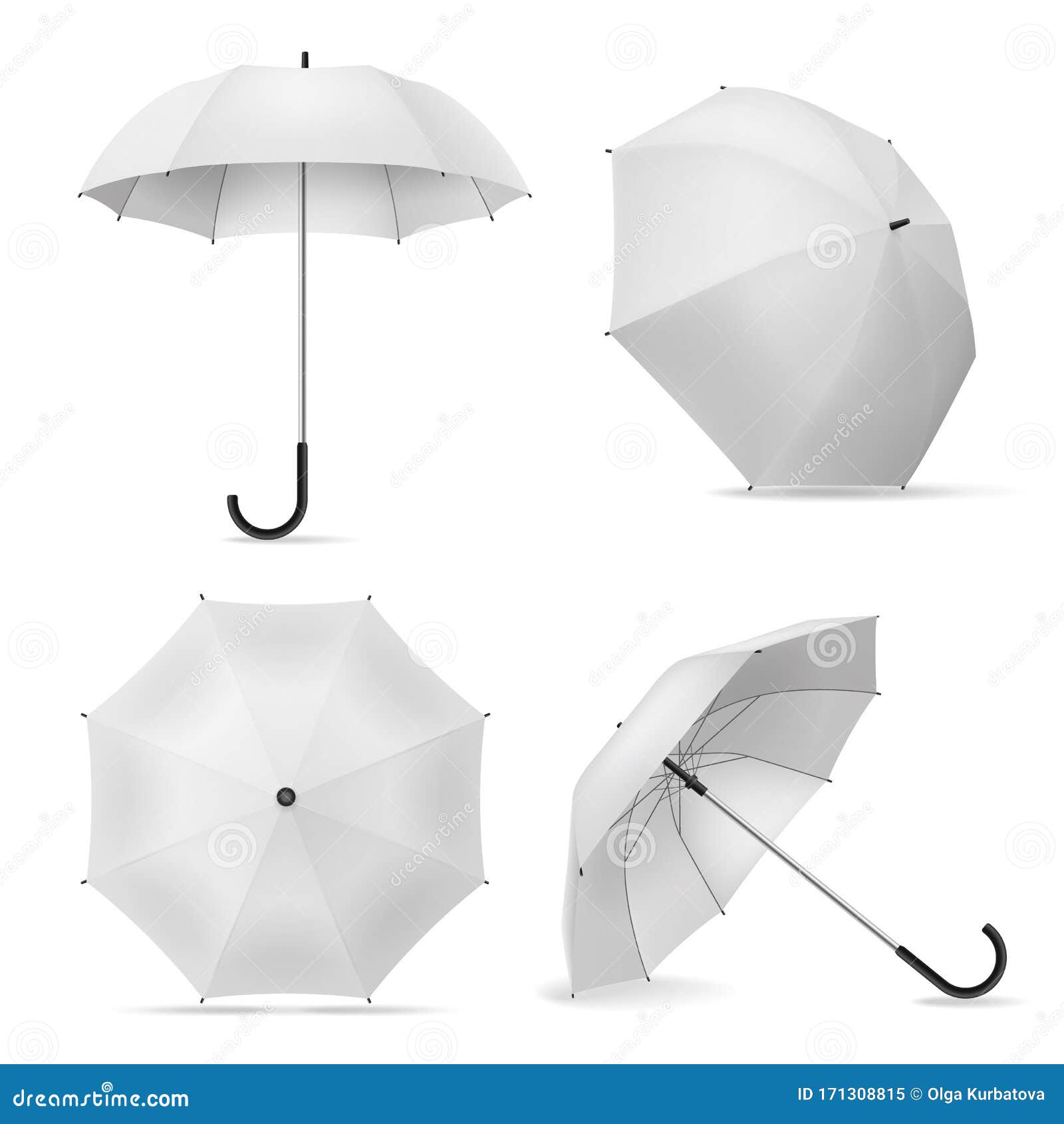 Download Umbrella. Realistic White Open Parasols Various Positions ...