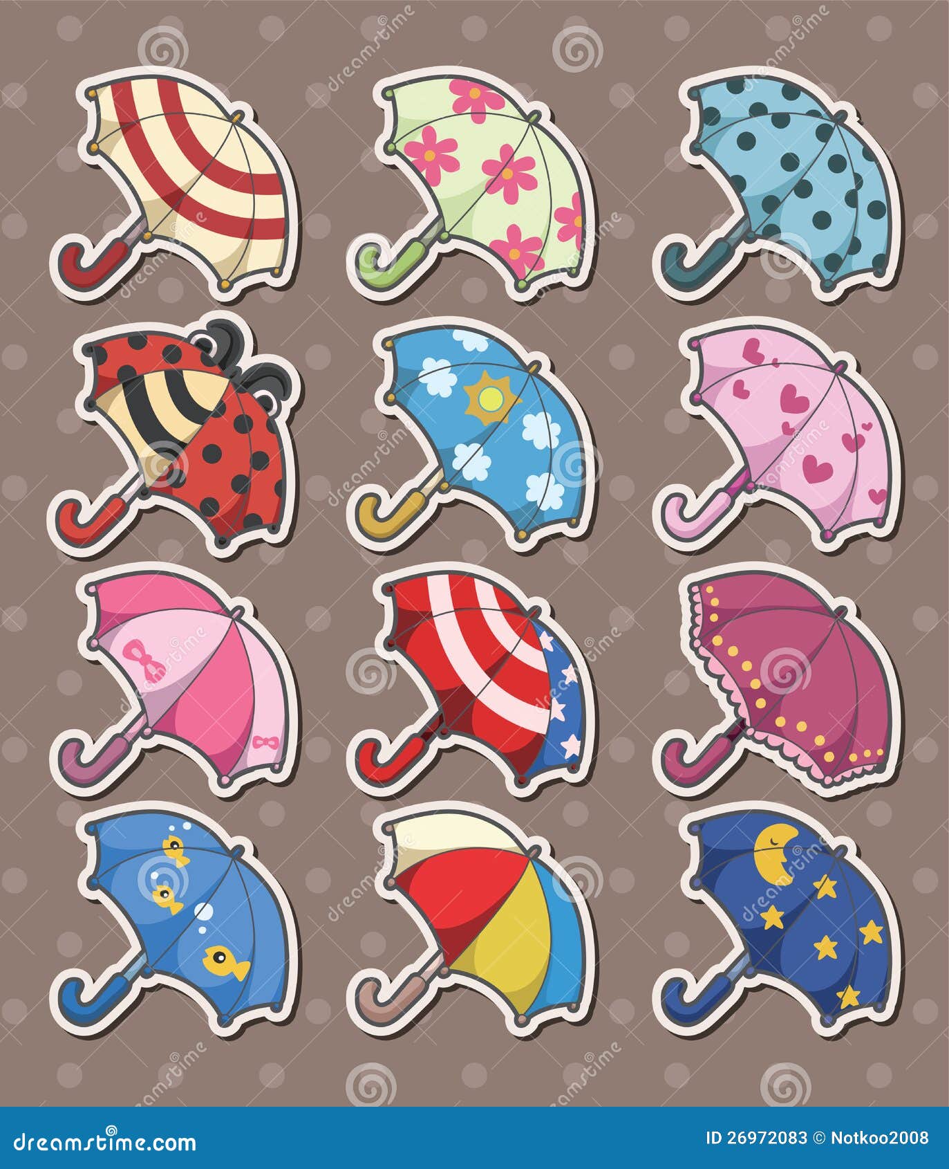 Umbrella stickers stock vector. Illustration of five 26972083