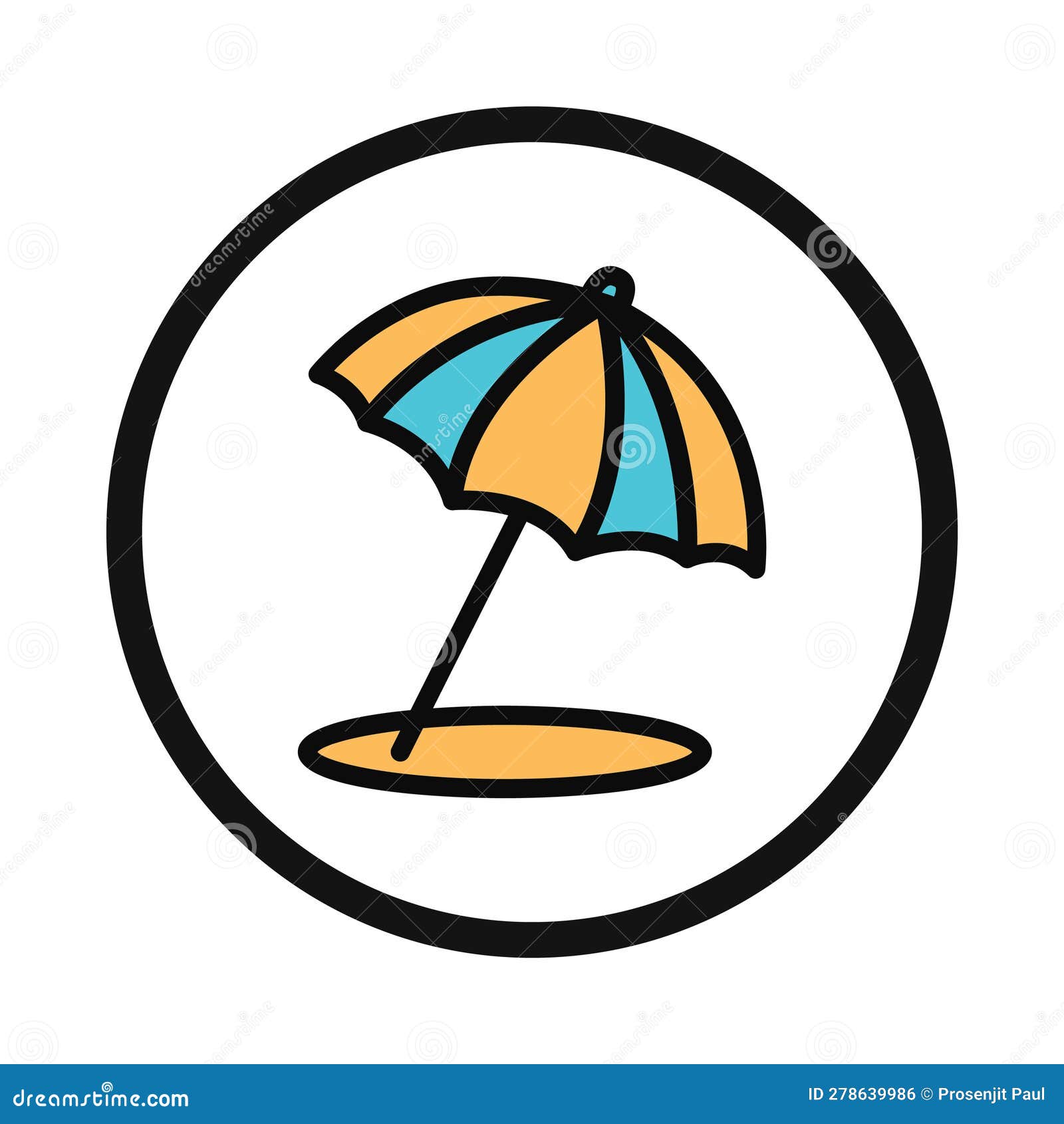 Umbrella, Summer, Ocean Beach Umbrella Icon Stock Vector Illustration