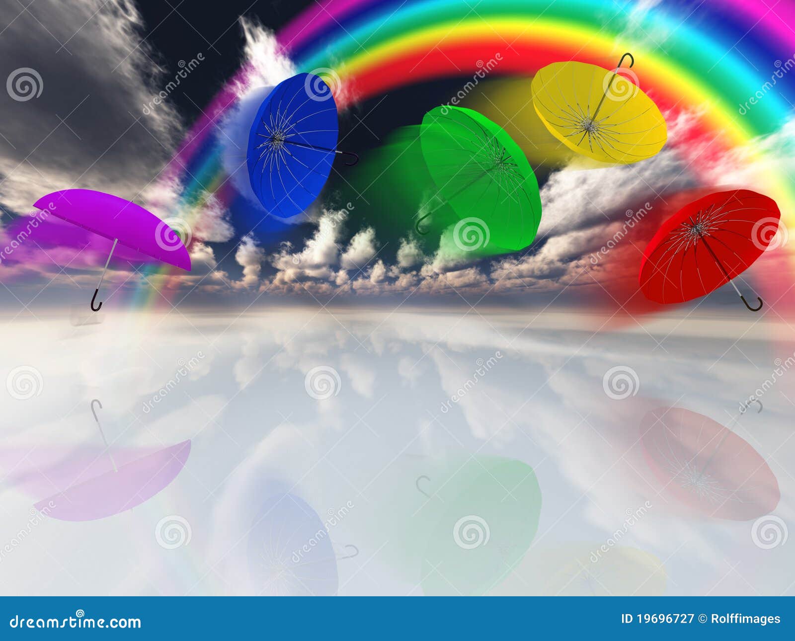 Umbrellas Blow in Surreal Landscape Stock Illustration Illustration of green, handle 19696727