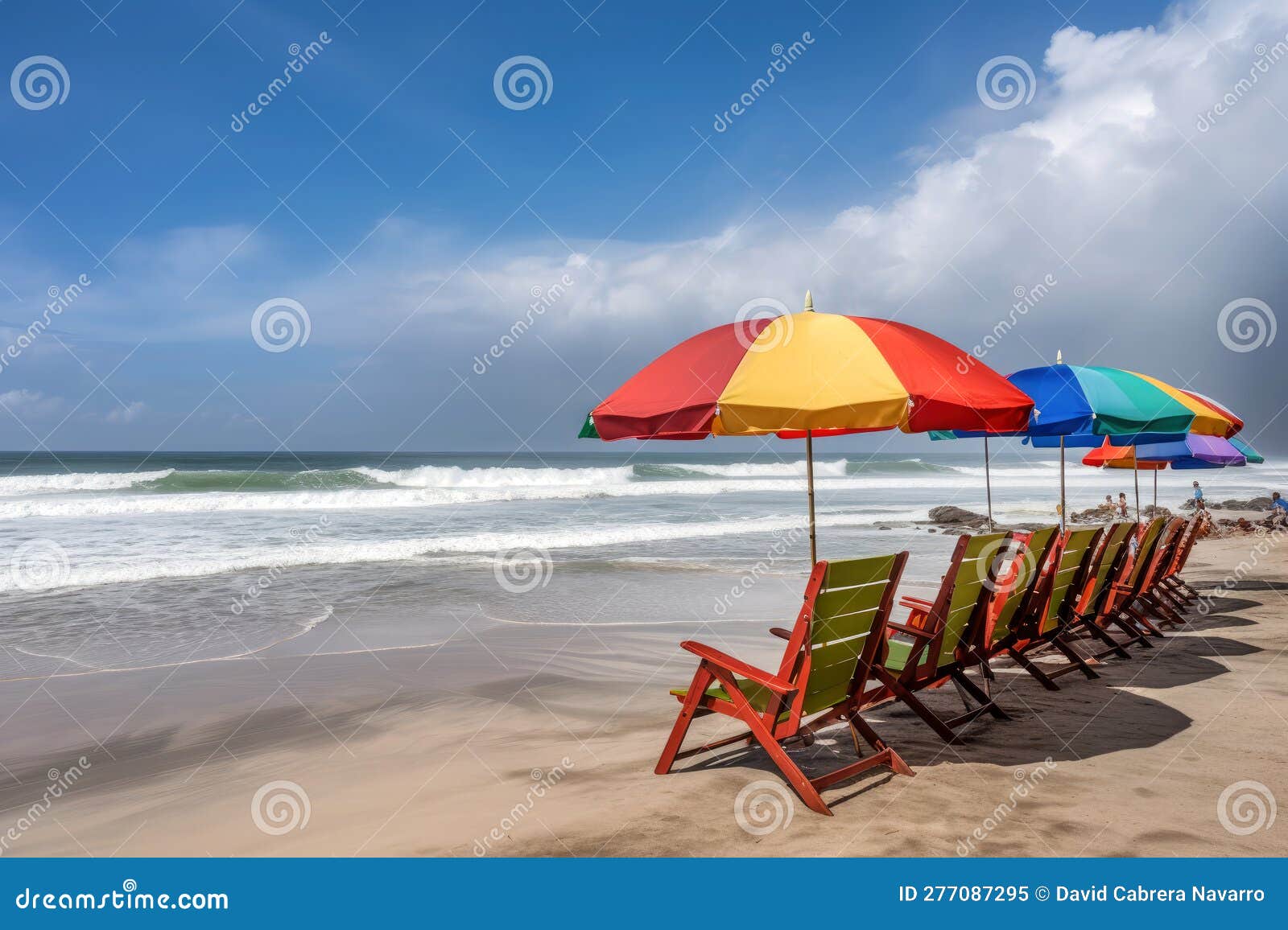 Umbrellas and Hammocks on Beach. Summer Concept. AI Generative Stock