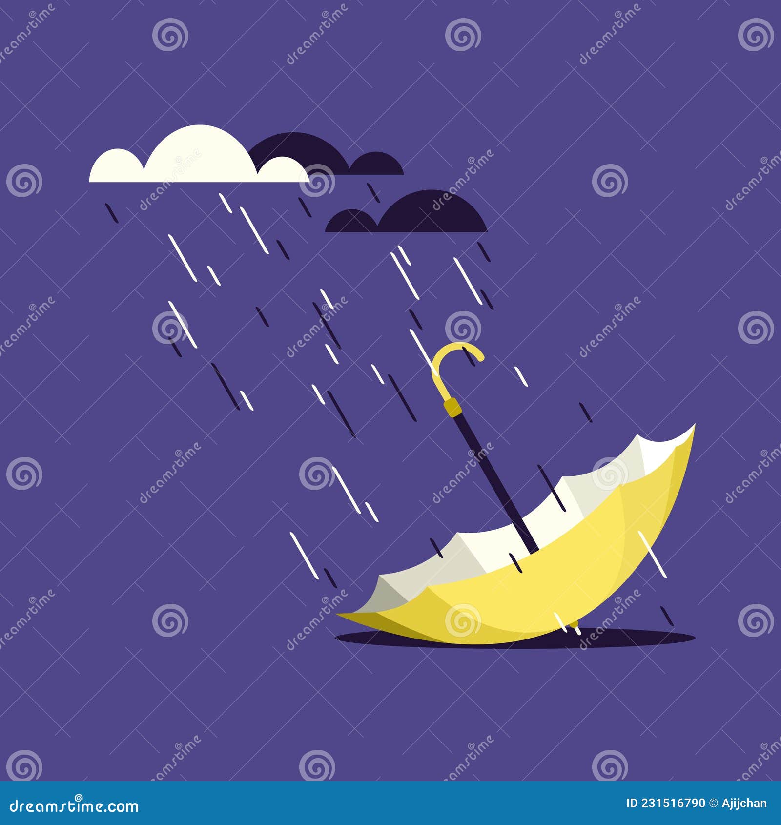 An Upside Down Umbrella Exposed To Rain. Concept for Rain Water