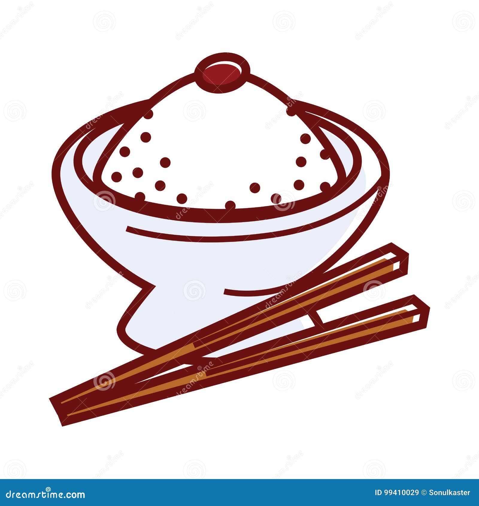 Umeboshi Rice in Big Bowl with Wooden Chopsticks Stock Vector -  Illustration of oriental, garnish: 99410029