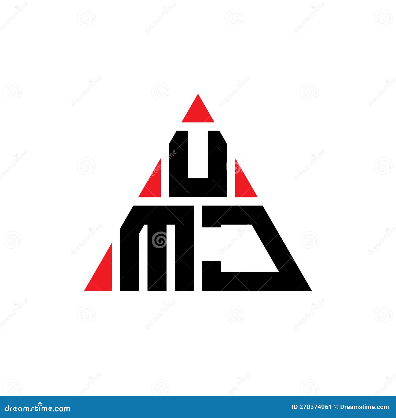 umj triangle letter logo  with triangle . umj triangle logo  monogram. umj triangle  logo template with red