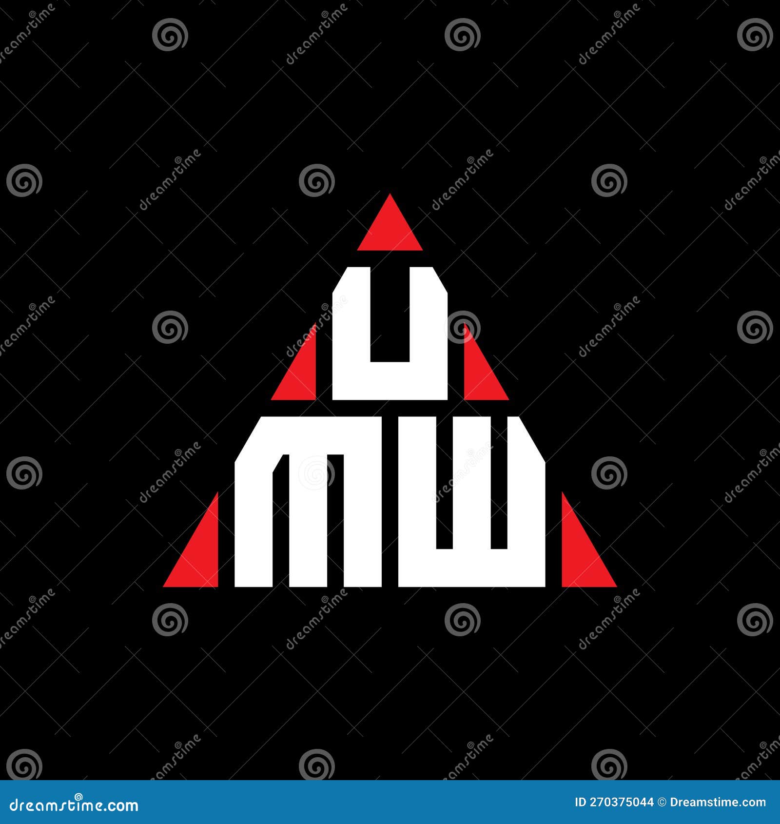 umw triangle letter logo  with triangle . umw triangle logo  monogram. umw triangle  logo template with red