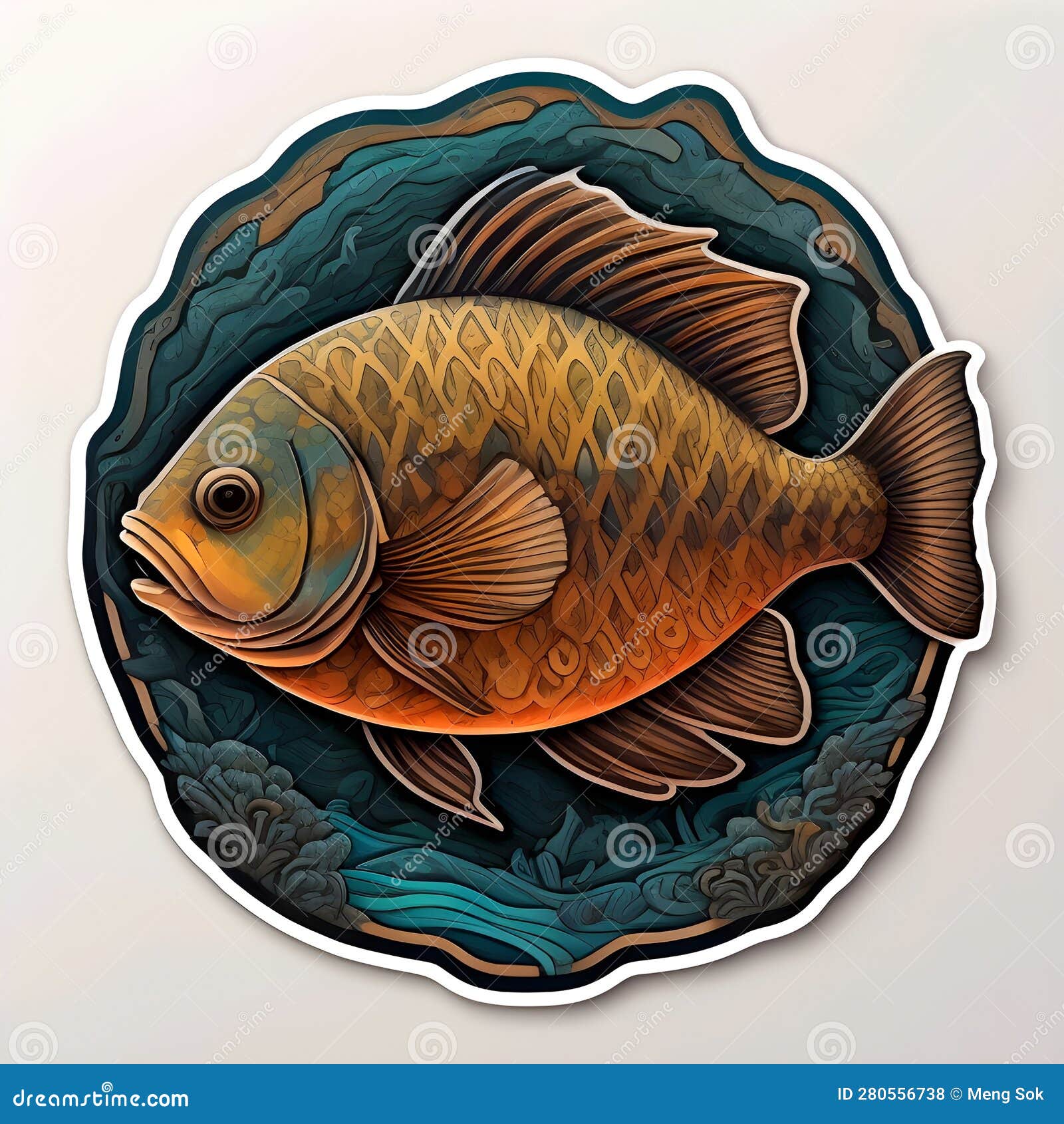 Stickers poissons tropicaux colorés, illustrations de plaques d