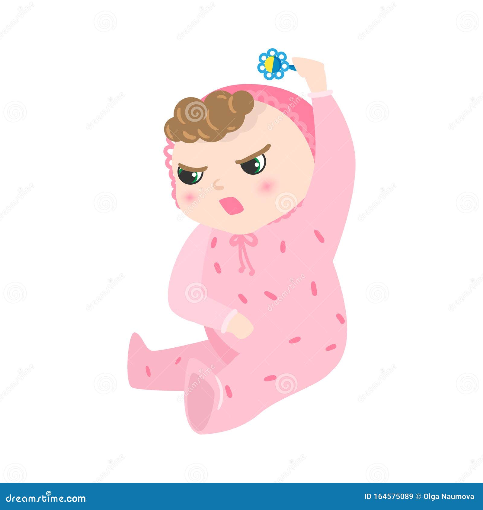 Un Bebe En Colere Aux Cheveux Crepus Assis En Pyjama Rose Illustration Vectorielle En Dessin Anime Plat Illustration De Vecteur Illustration Du Illustration Isolement
