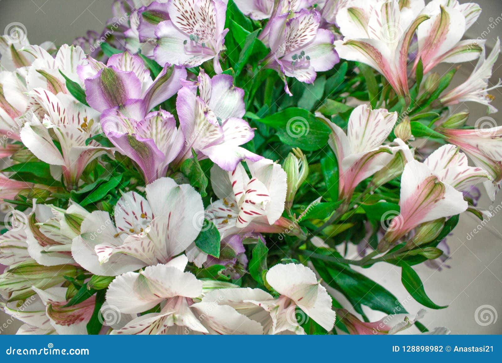 Un Bouquet D'Alstroemeria Blanc Lilas De Fleurs Photo stock - Image du  décoration, lilas: 128898982