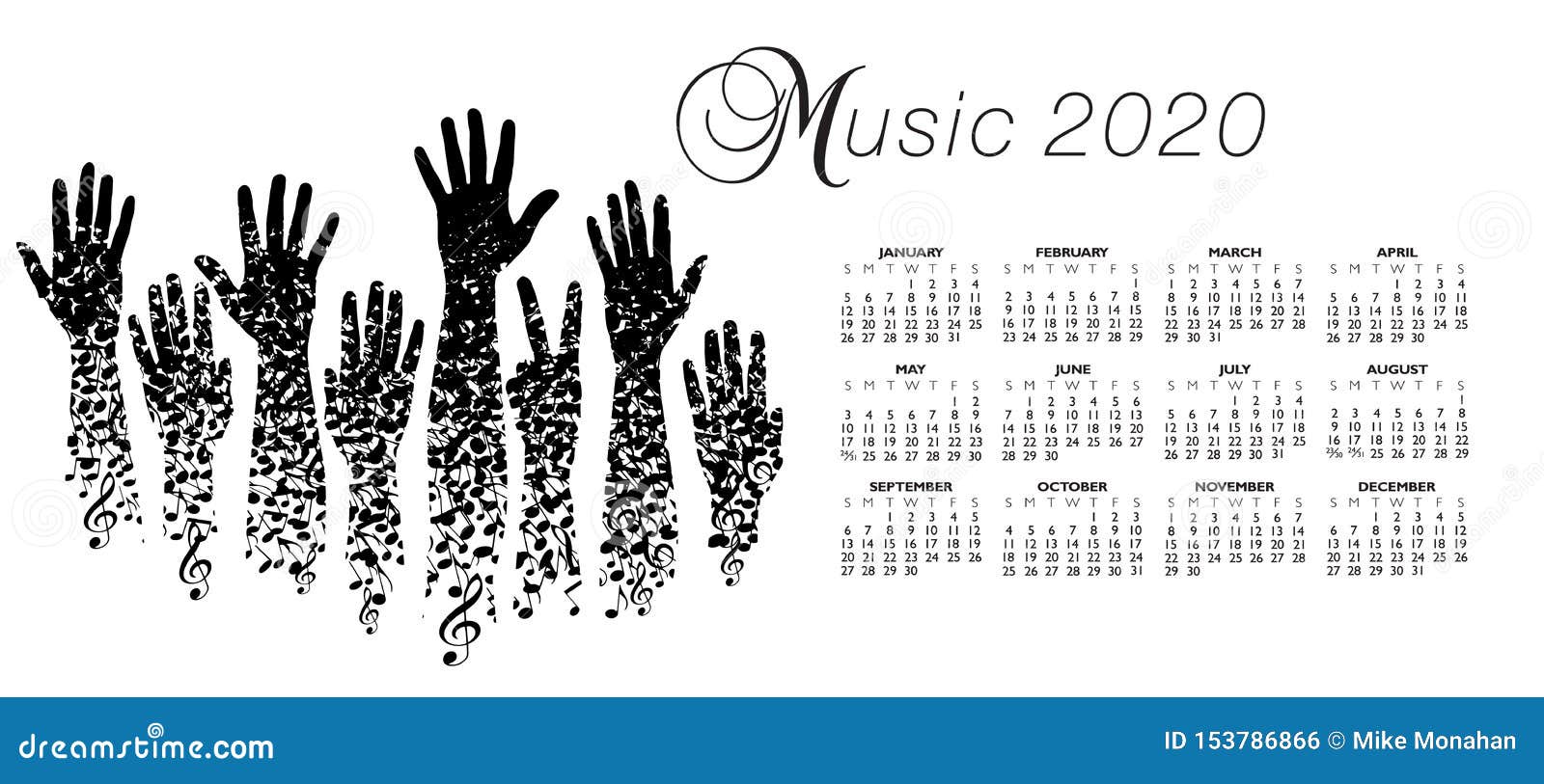 Un Calendario Musical 2020 Creativos Ilustración del Vector - Ilustración  de calendario, musical: 153786866