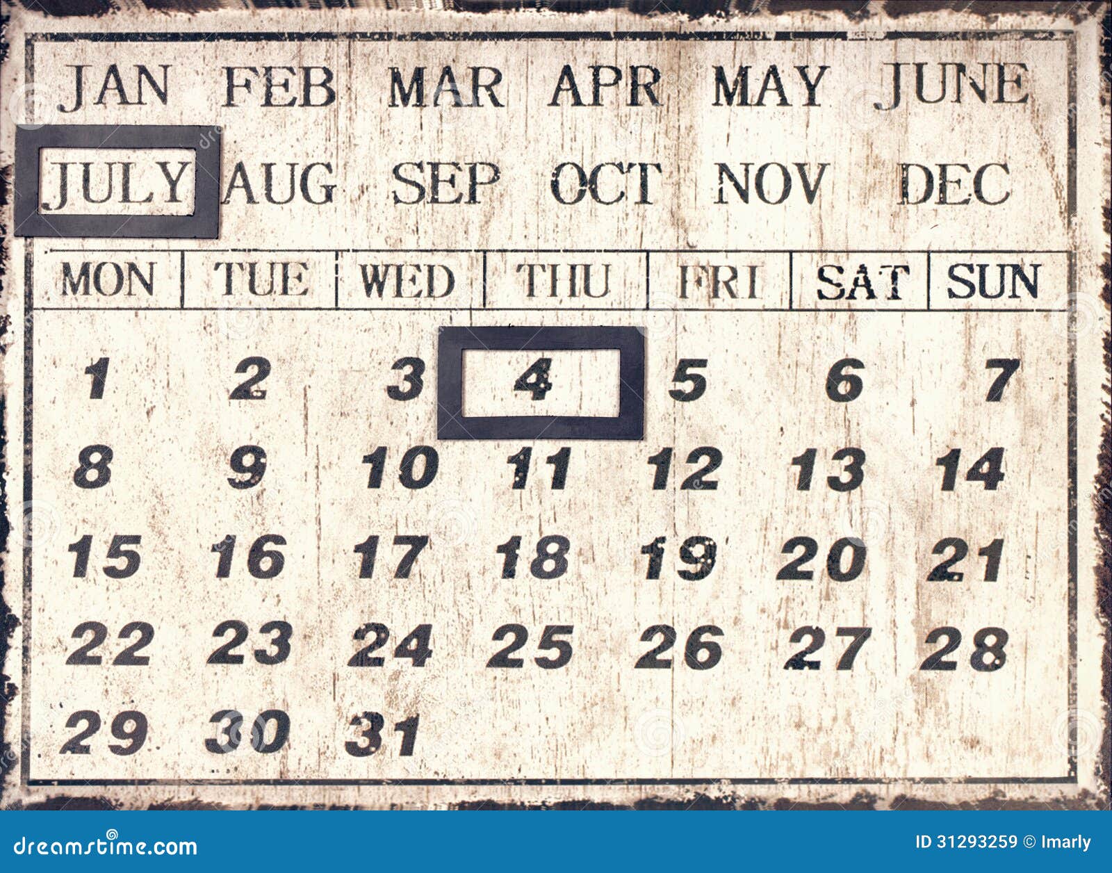 Un Calendario Universale Di Stile D Annata Con La Data Ha Messo Al 4 Luglio Immagine Stock Immagine Di Giorno Vecchio 31293259 calendario universale