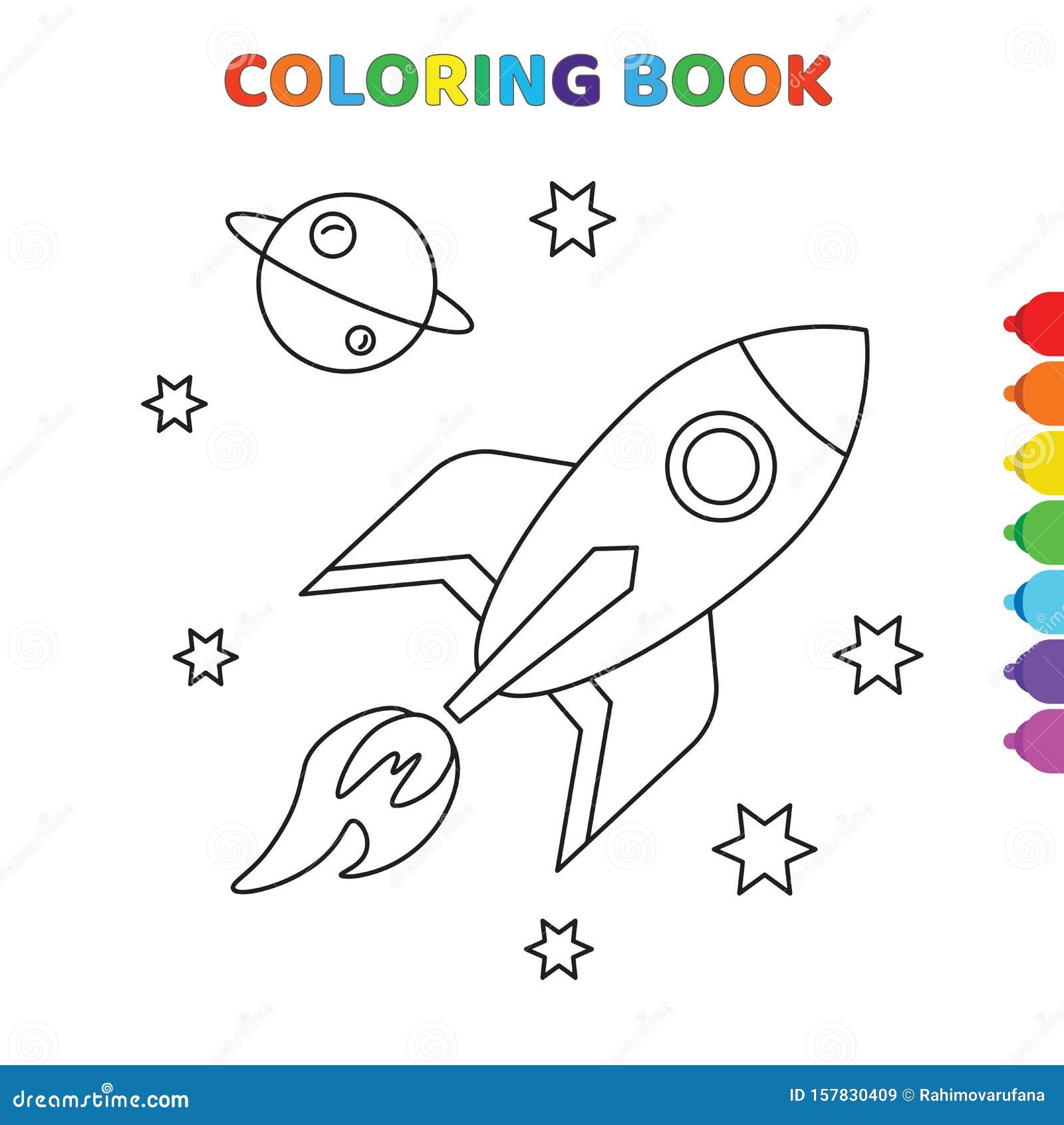 Un Cohete De Dibujos Animados Entre Estrellas Y Planetas En Un Libro De  Colorear Cosmos Para Niños Ilustración Vectorial En Blanc Ilustración del  Vector - Ilustración de estilo, vector: 157830409