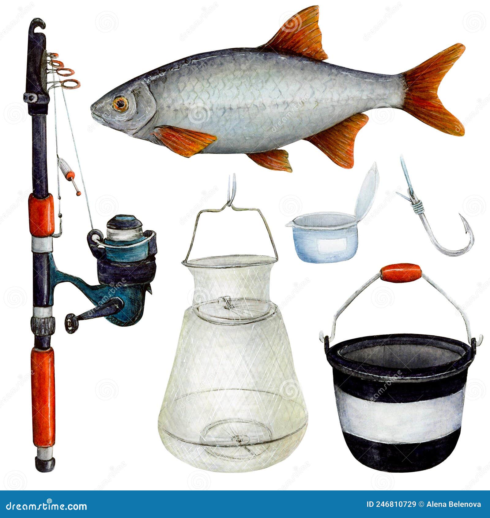 Un Conjunto De Accesorios De Pesca Para La Pesca Con Imagen de